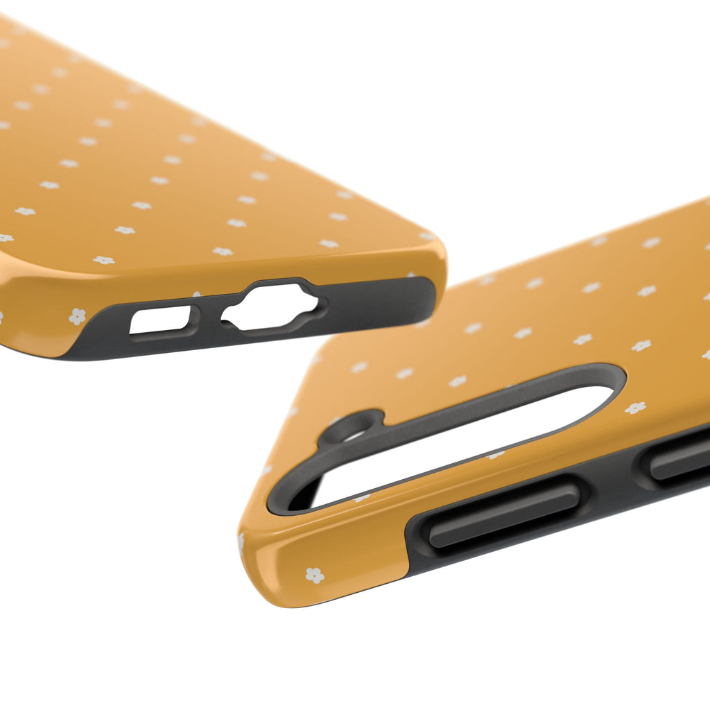 Ditsy Daisy Tough Phone Case — Mustard Floral Protective Cover