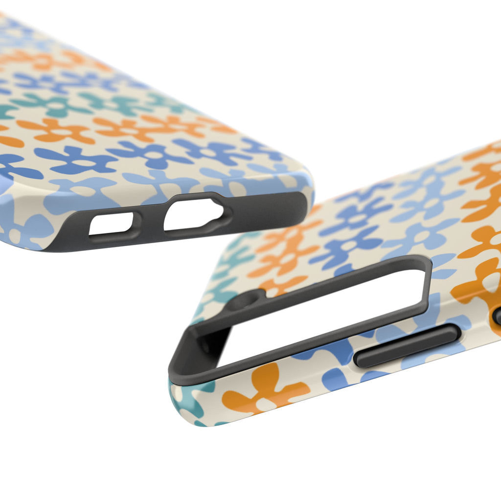 Floral Stripe Tough Phone Case — Colorful Retro Doodle Protection