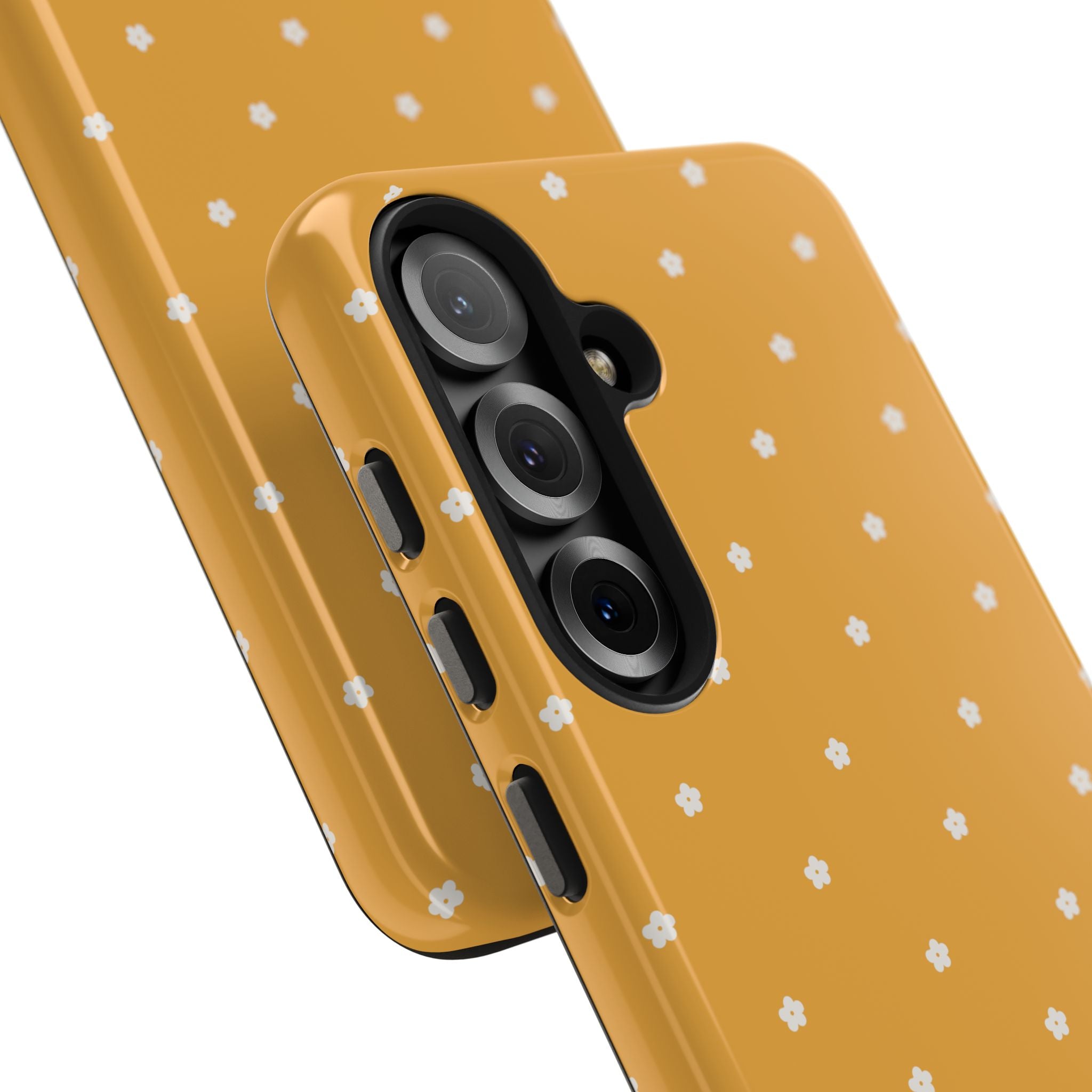 Ditsy Daisy Tough Phone Case — Mustard Floral Protective Cover