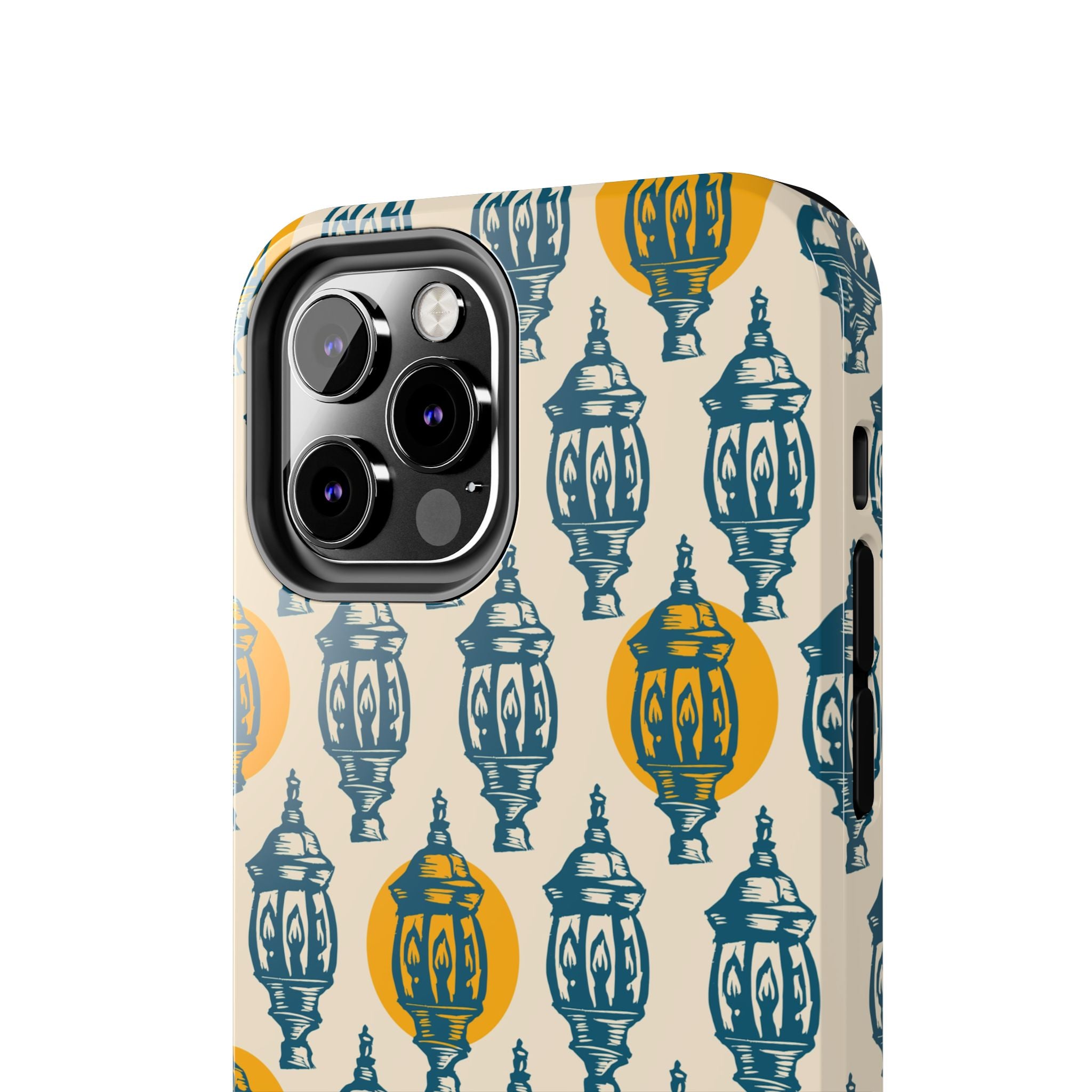 Tough Phone Case — Blue & Mustard Lantern Pattern Slim Protective Cover