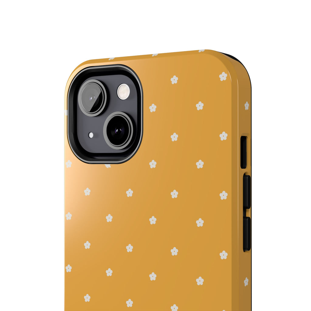 Ditsy Daisy Tough Phone Case — Mustard Floral Protective Cover