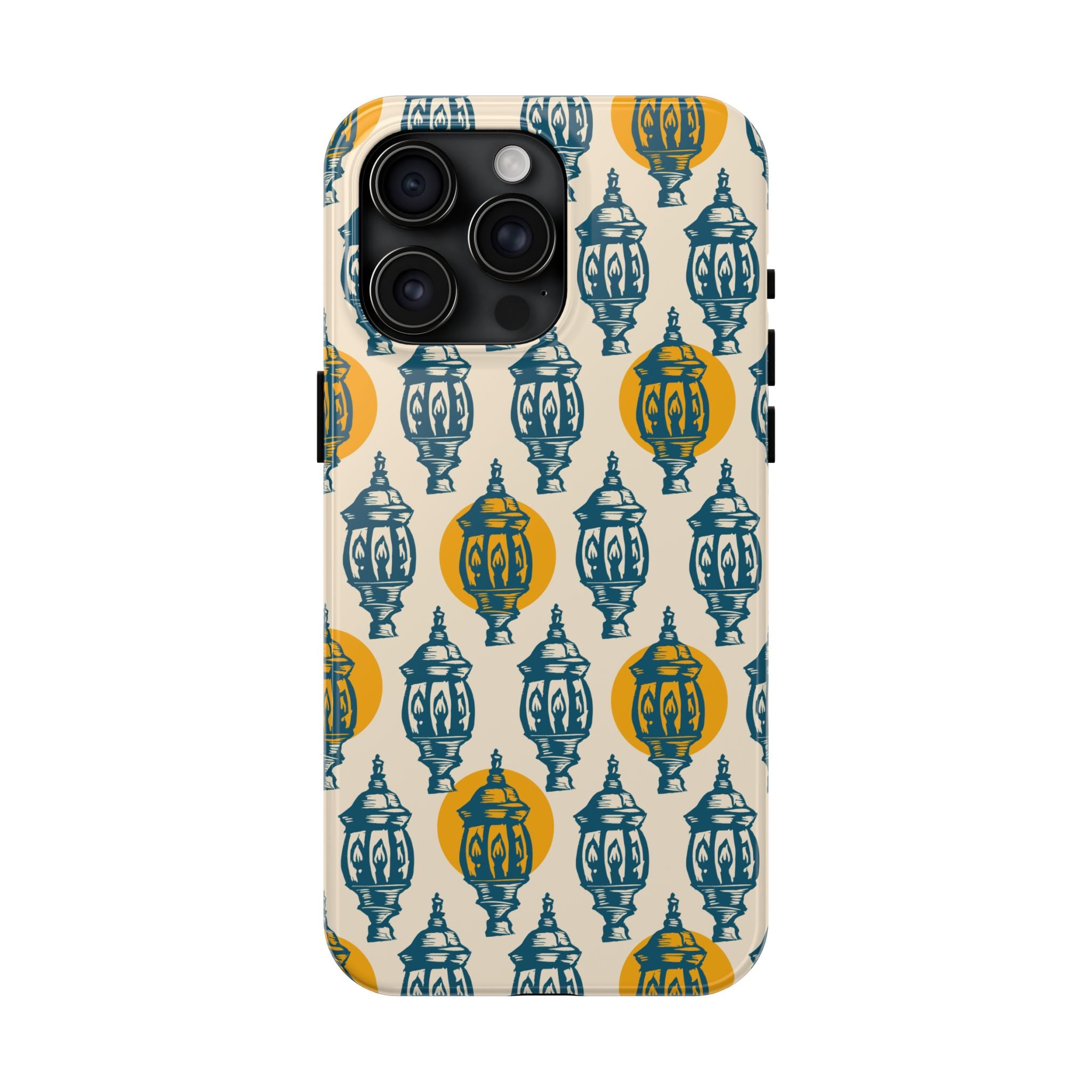 Tough Phone Case — Blue & Mustard Lantern Pattern Slim Protective Cover