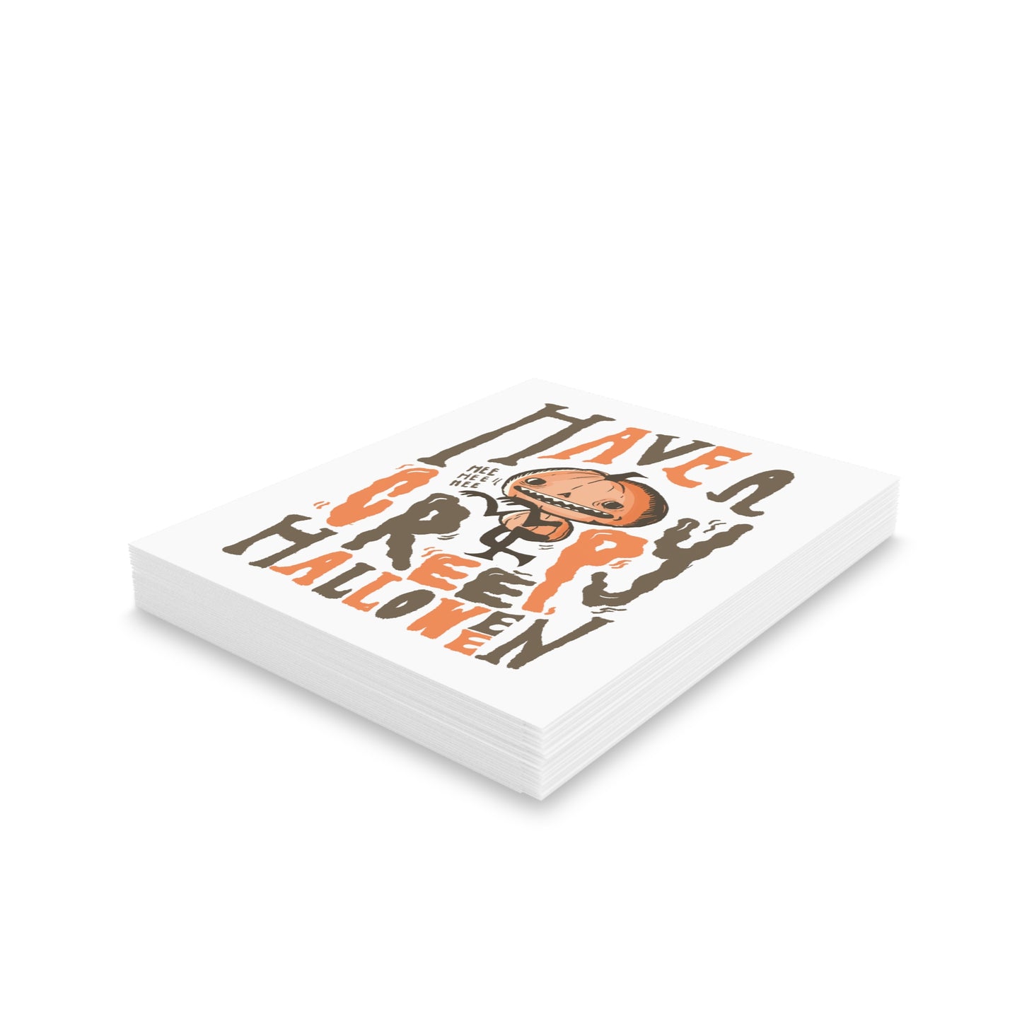 Charcoal Orange Halloween Greeting Cards Set - Creepy Pumpkin Designs, Spooky Card Collection for Halloween Parties, Trick-or-Treating, Fall Celebrations