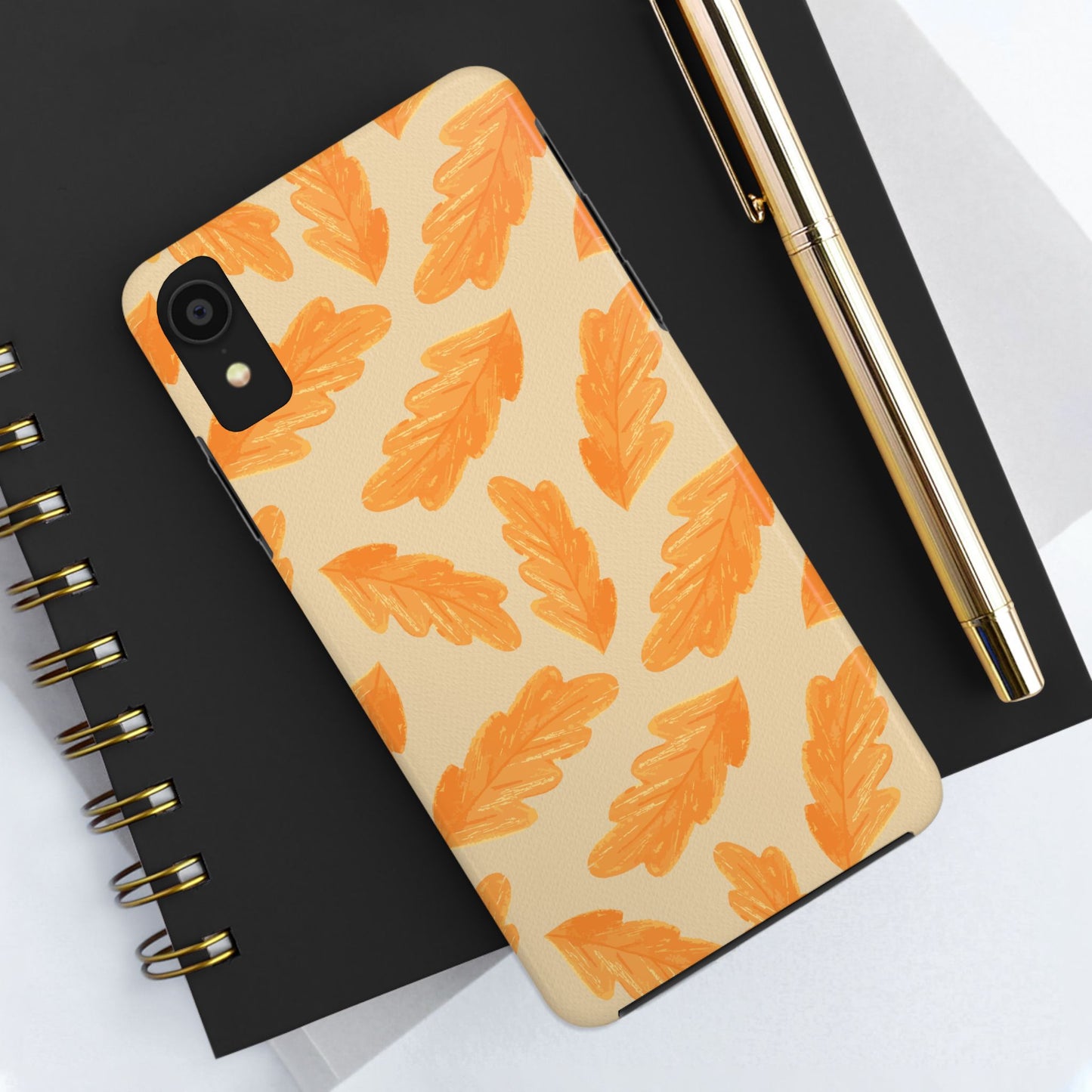 Autumn Leaf Phone Cases | Tough Fall Phone Covers, Seasonal Gifts, Stylish Accessories, Unique Designs, Orange Leaf Pattern