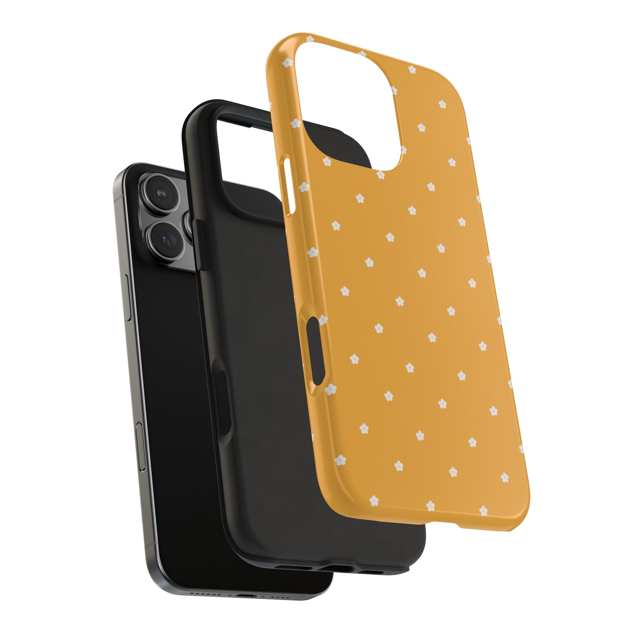 Ditsy Daisy Tough Phone Case — Mustard Floral Protective Cover