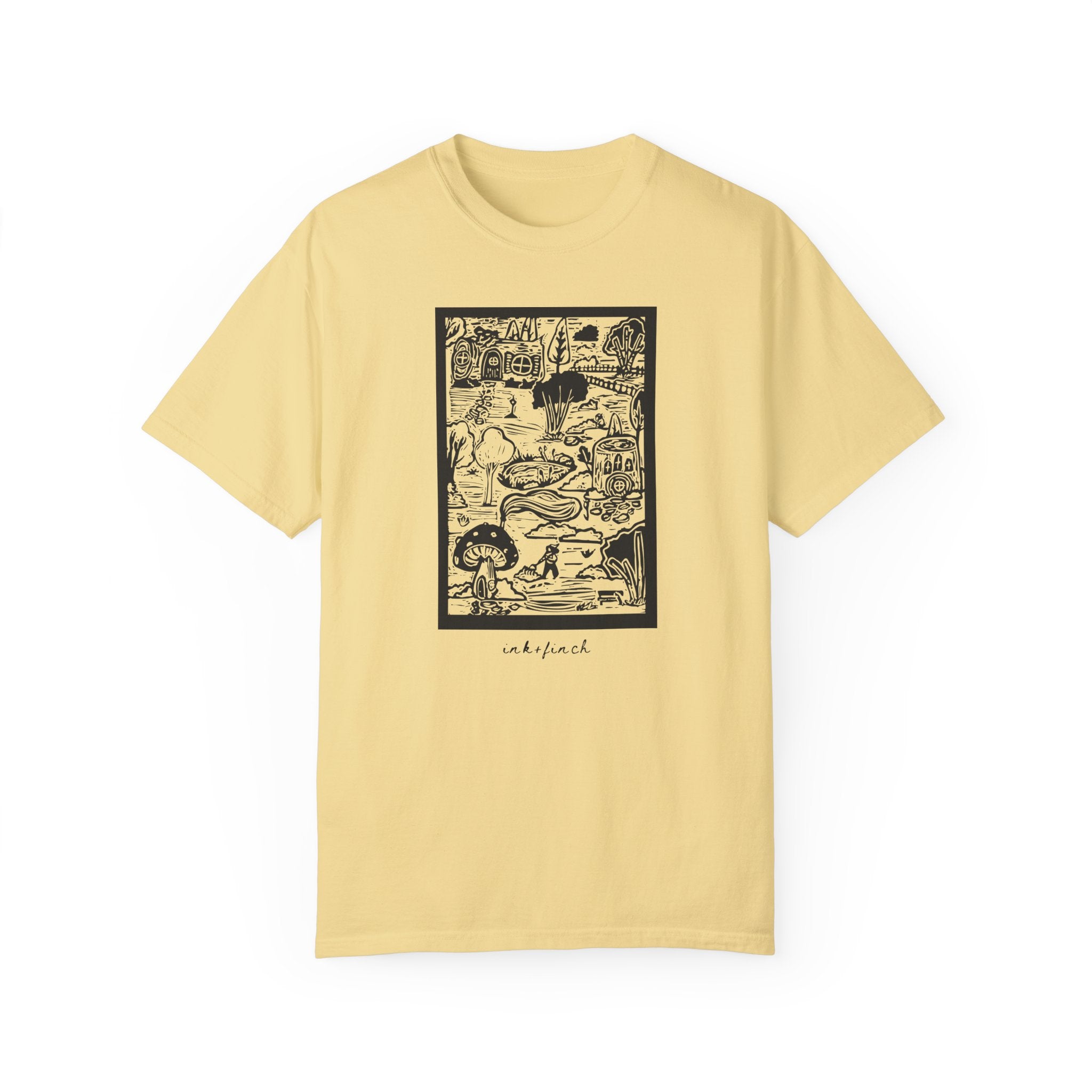 Fantasy Map Cottagecore T-shirt - Whimsical Folk Art for Goblincore Aesthetic