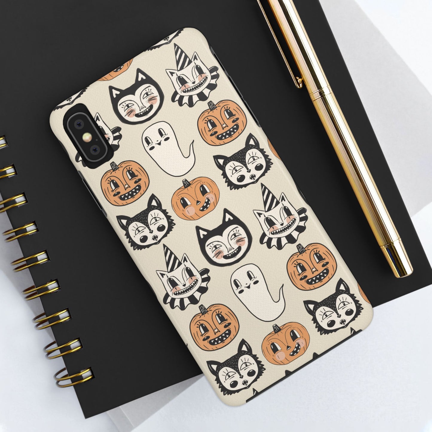 Halloween Cat & Pumpkin Phone Cases, Tough Phone Cover, Spooky Protective Case, Fall Aesthetic, Cute Halloween Gift