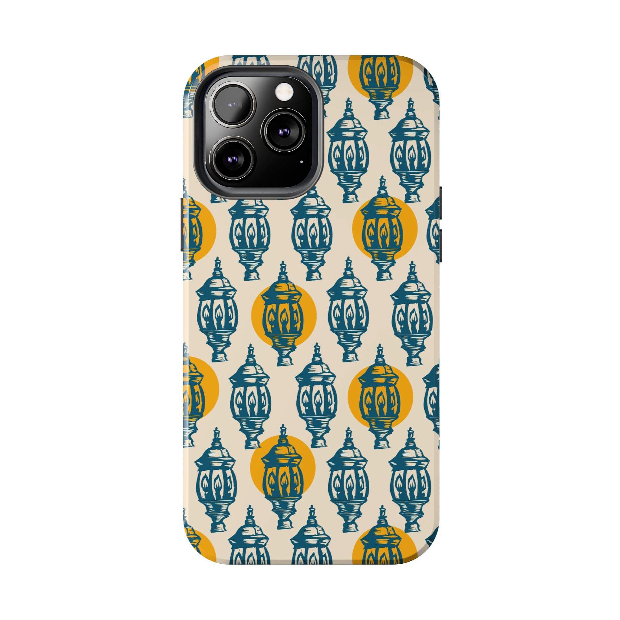 Tough Phone Case — Blue & Mustard Lantern Pattern Slim Protective Cover