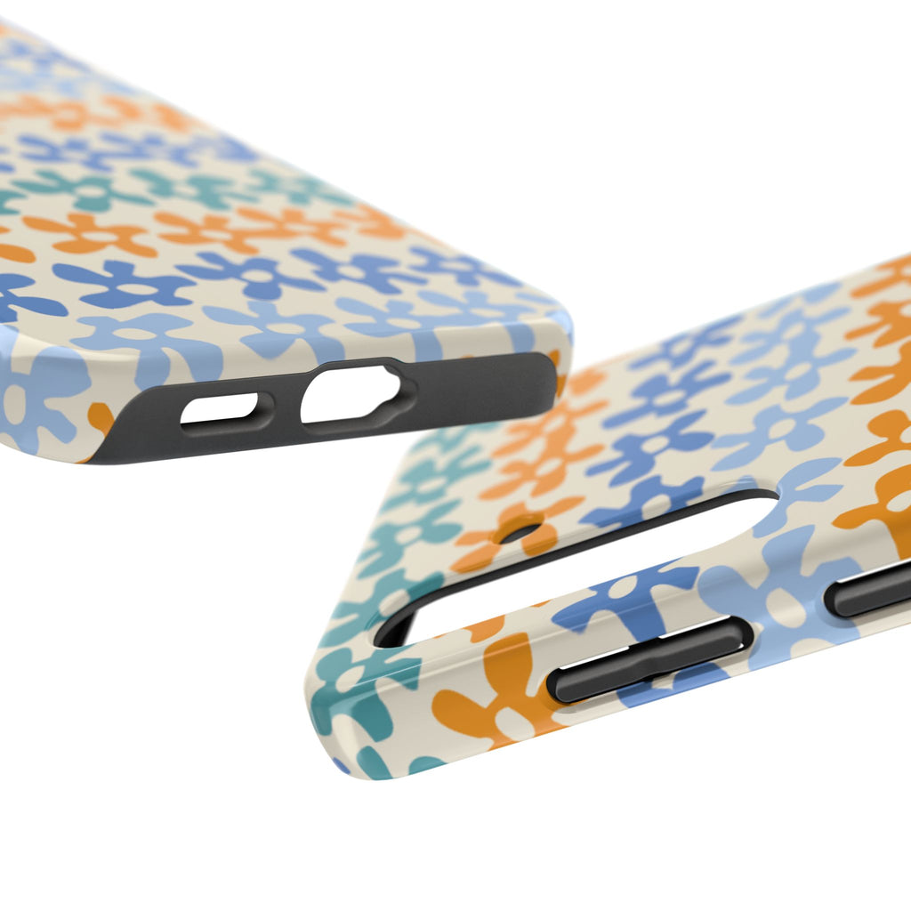 Floral Stripe Tough Phone Case — Colorful Retro Doodle Protection
