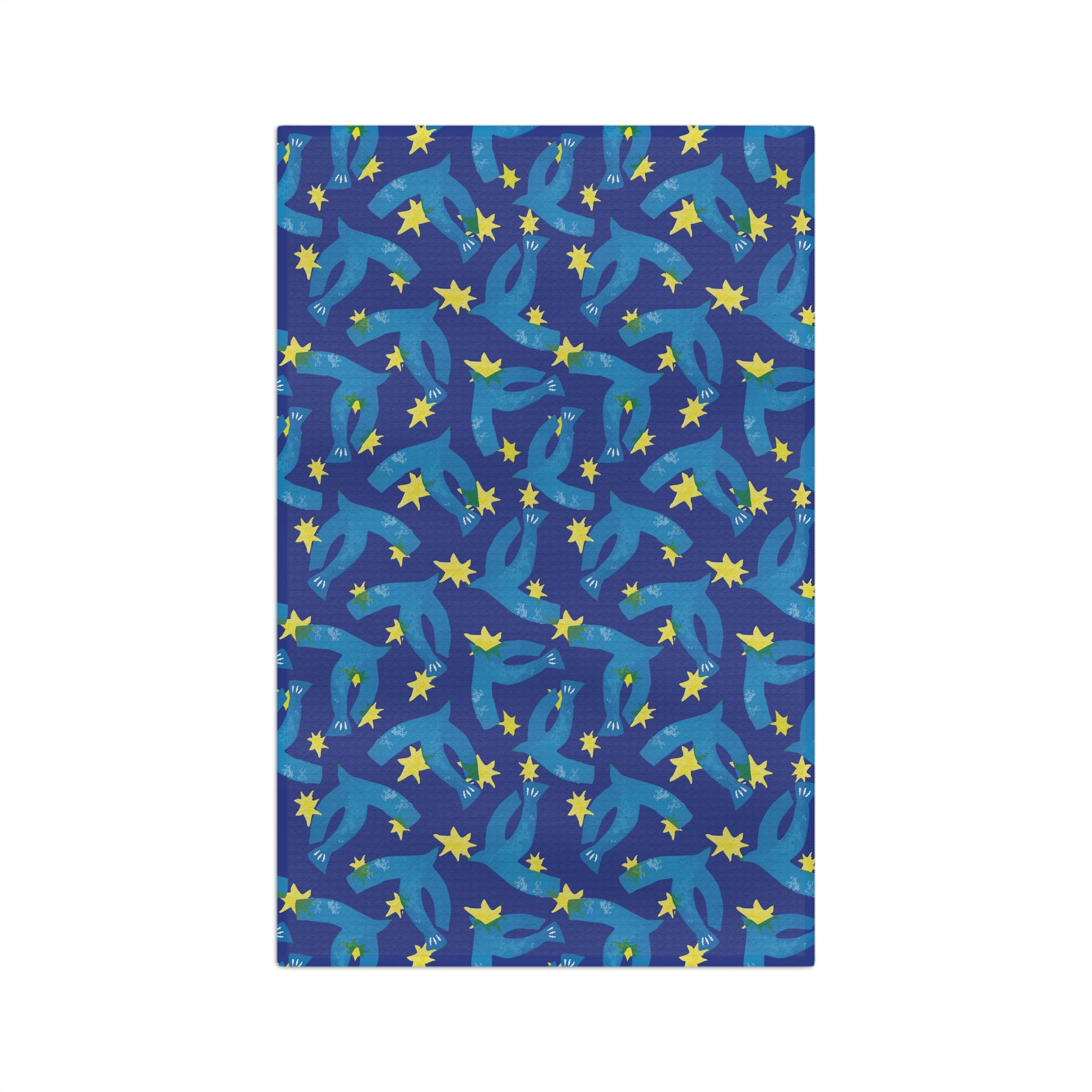 Blue Birds & Stars Microfiber Tea Towel — Custom Kitchen Towel