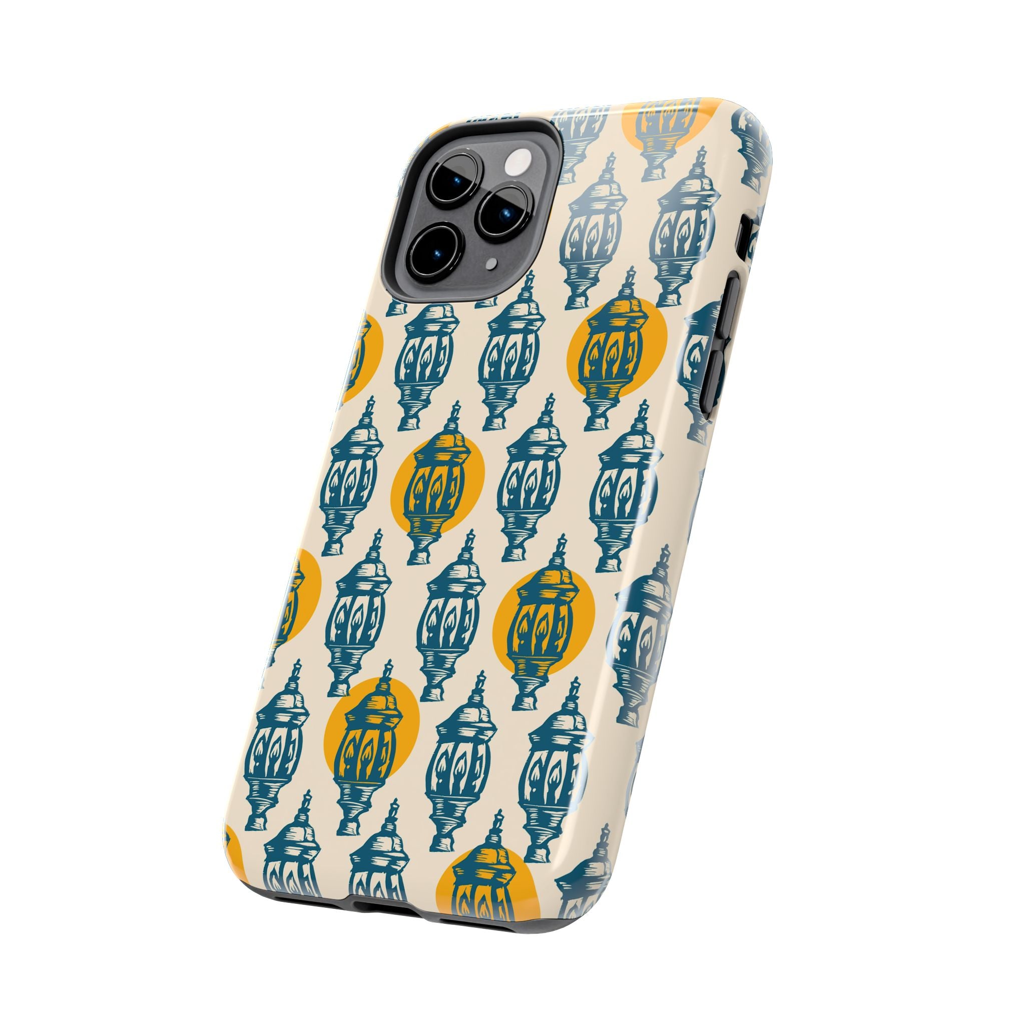 Tough Phone Case — Blue & Mustard Lantern Pattern Slim Protective Cover