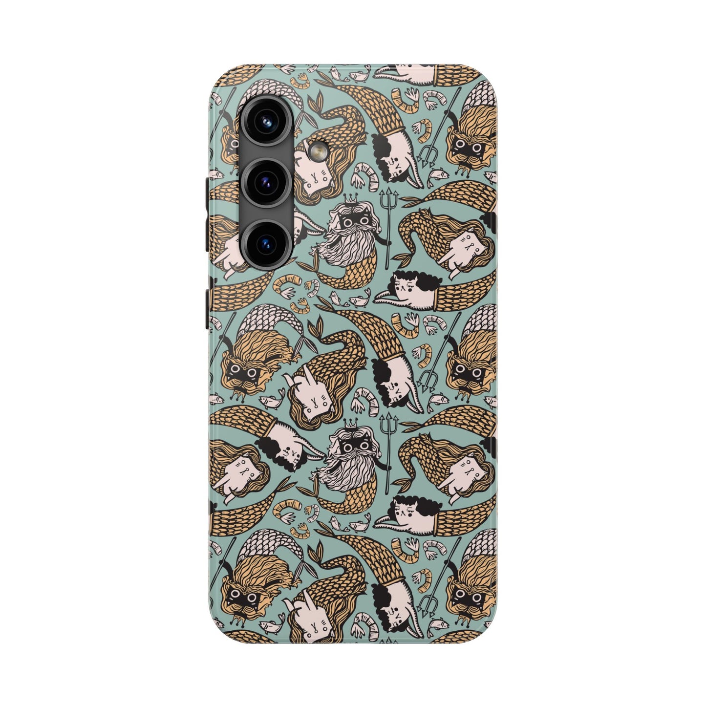 Cat Mermaid Tough Phone Case - Quirky Phone Art for Maximalists