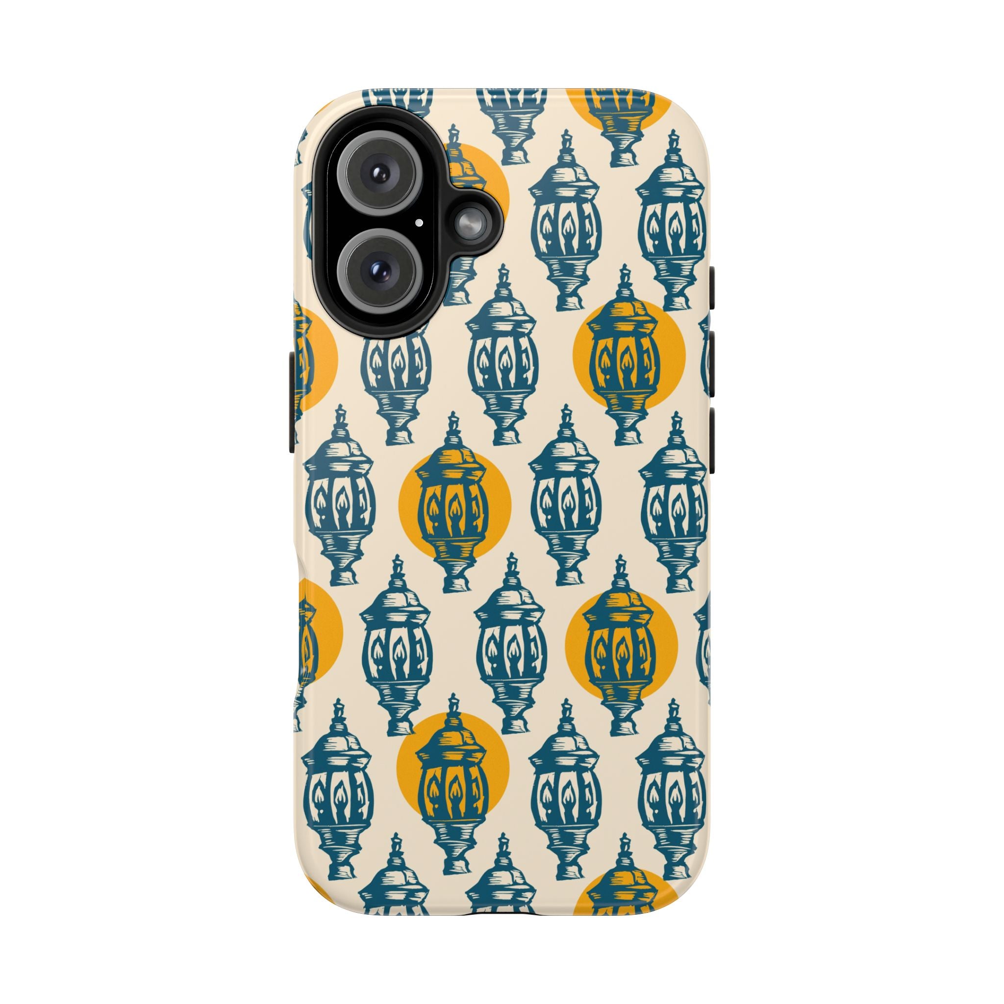 Tough Phone Case — Blue & Mustard Lantern Pattern Slim Protective Cover