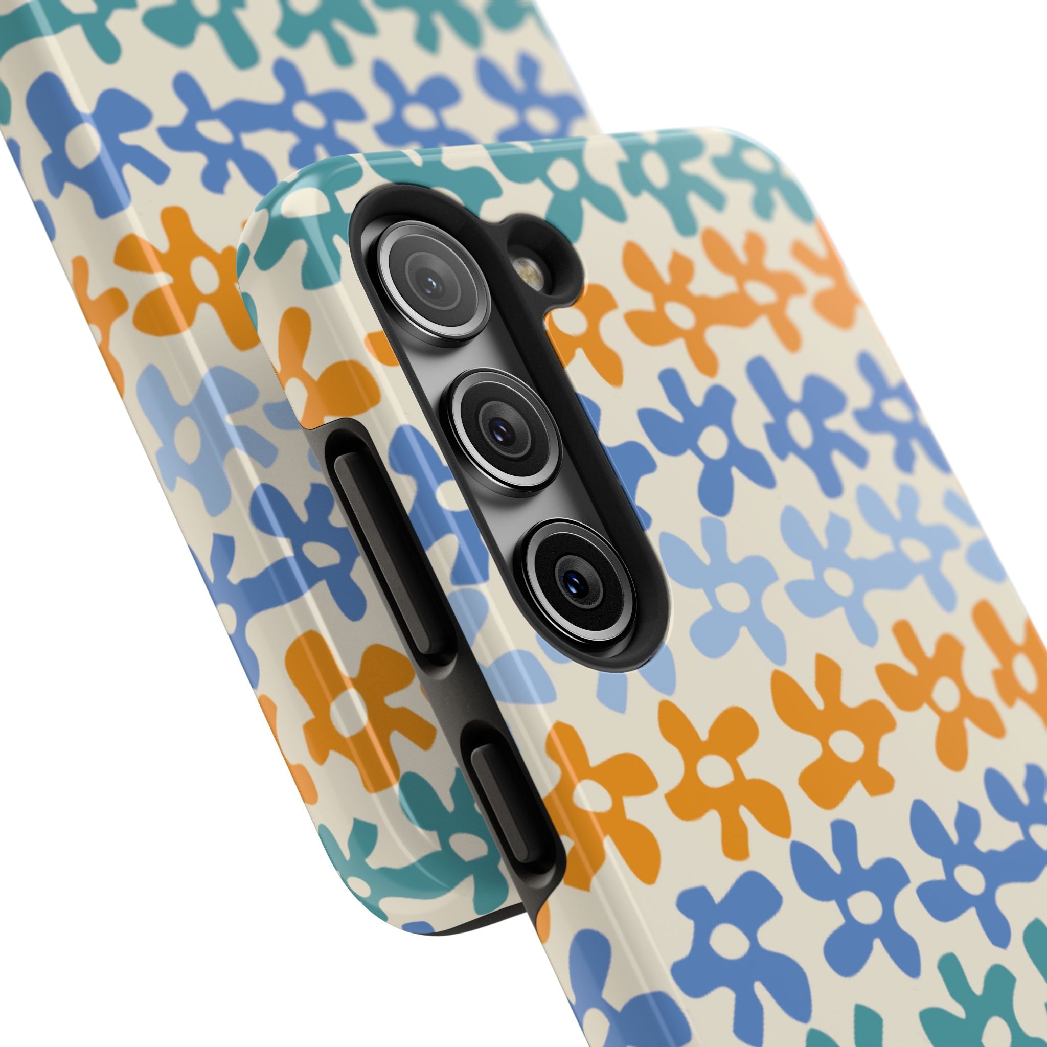 Floral Stripe Tough Phone Case — Colorful Retro Doodle Protection