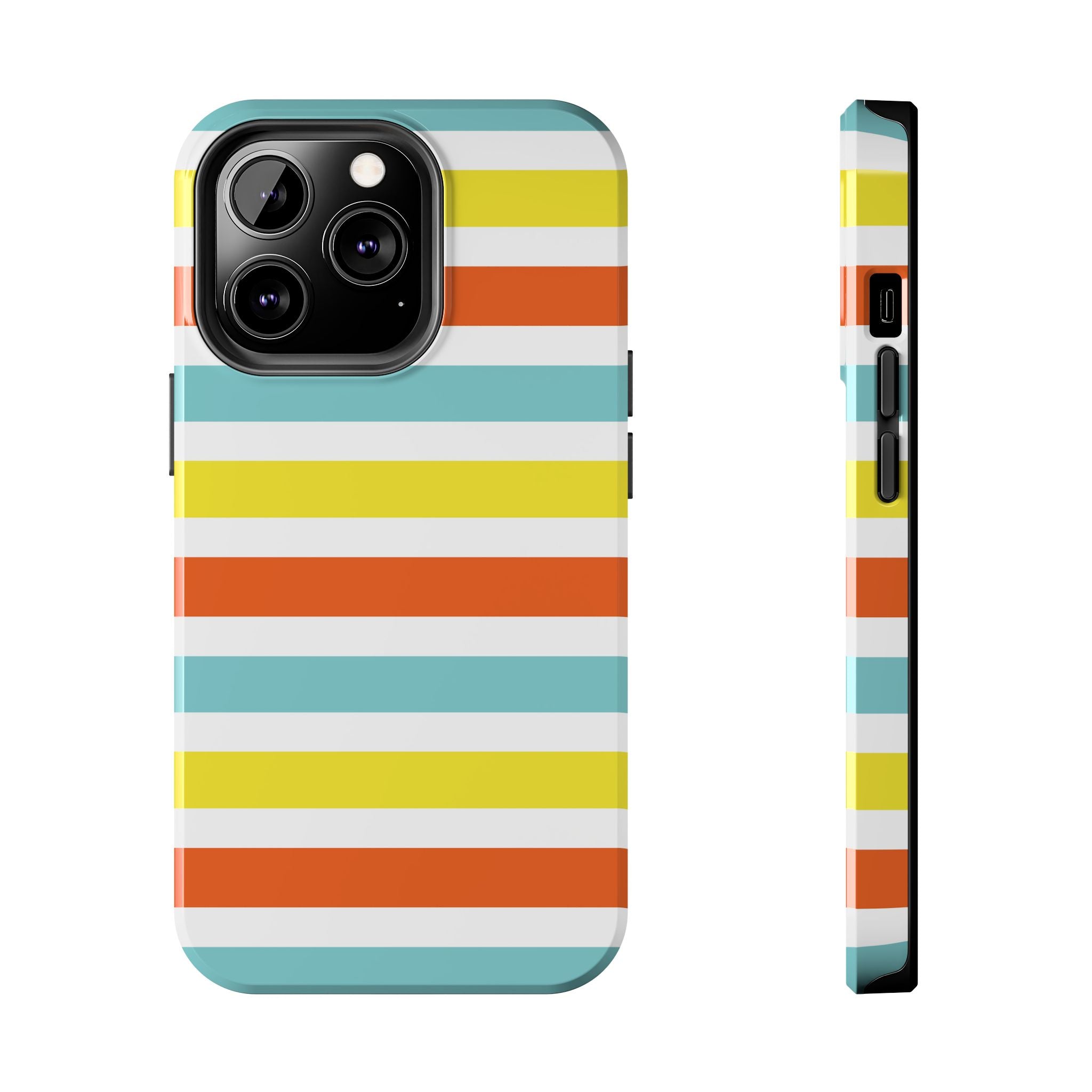 Striped Tough Phone Case — Retro Summer Color Block iPhone Case