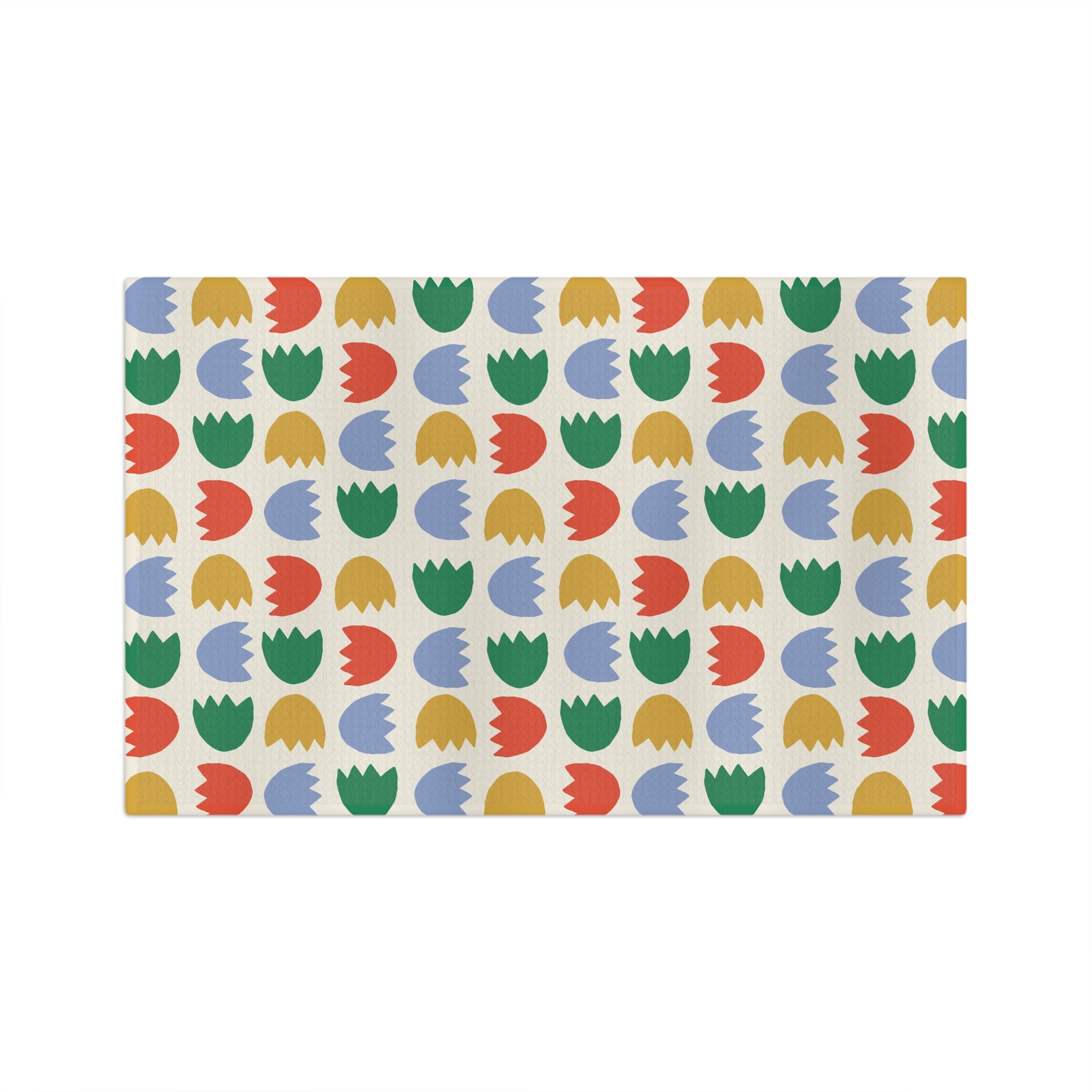 Colorful Tulip Pattern Microfiber Tea Towel — Retro Floral Kitchen Towel