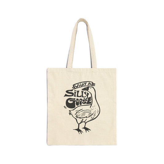 Silly Goose Cotton Canvas Tote Bag | Eco-Friendly, Funny Gift, Reusable Shopping Bag, Cute Tote for Animal Lovers