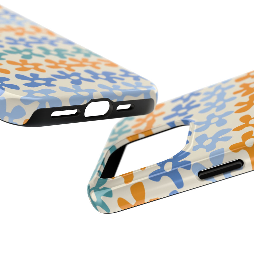 Floral Stripe Tough Phone Case — Colorful Retro Doodle Protection