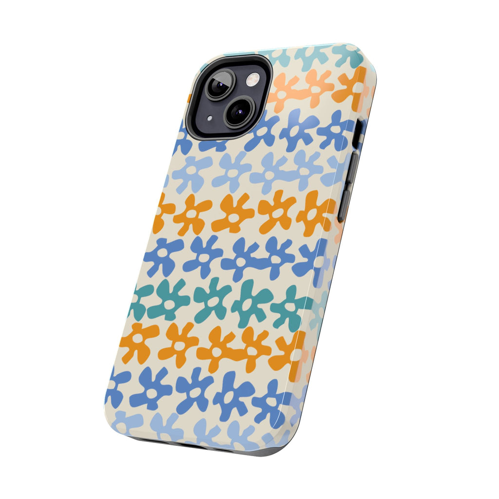 Floral Stripe Tough Phone Case — Colorful Retro Doodle Protection