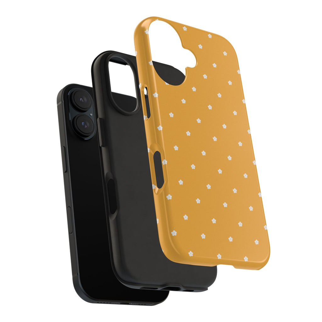 Ditsy Daisy Tough Phone Case — Mustard Floral Protective Cover
