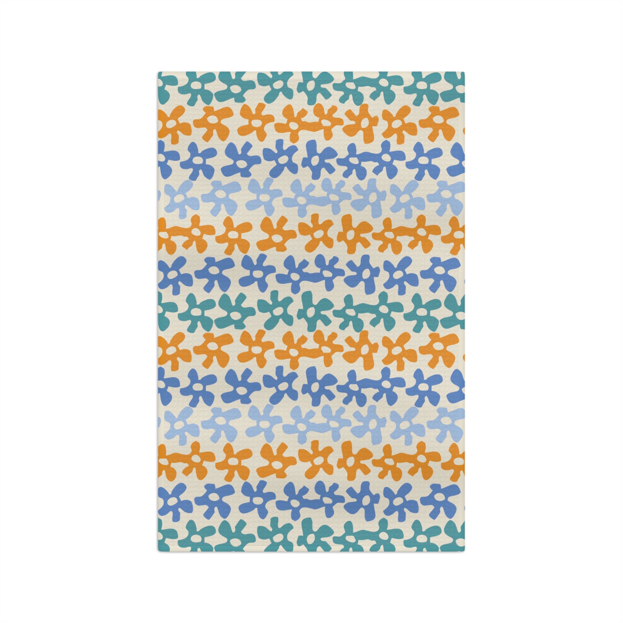Floral Stripe Microfiber Tea Towel — Colorful Hand-Drawn Flower Pattern