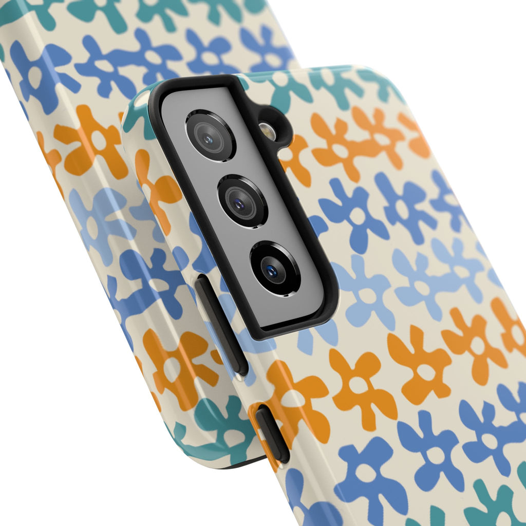 Floral Stripe Tough Phone Case — Colorful Retro Doodle Protection