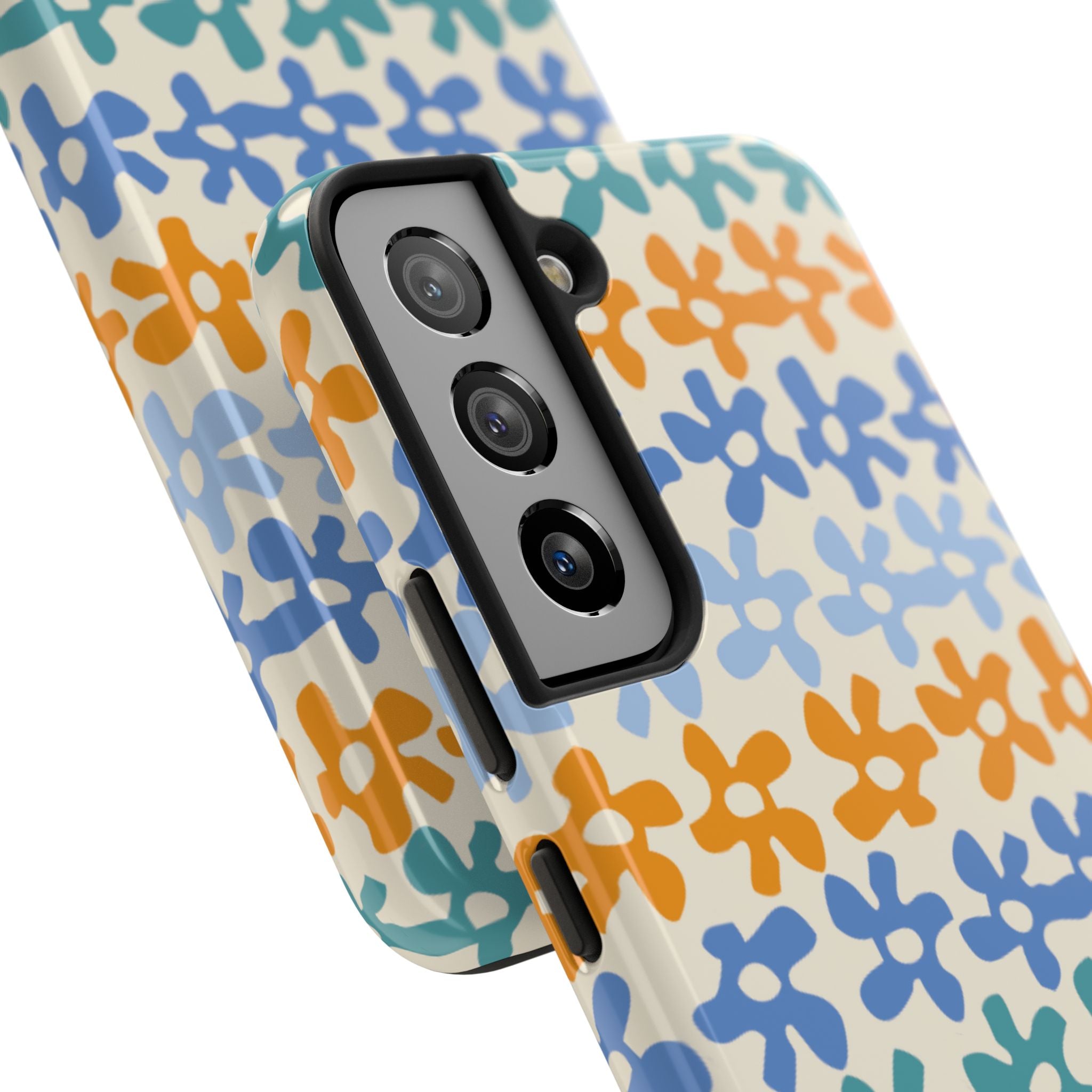 Floral Stripe Tough Phone Case — Colorful Retro Doodle Protection