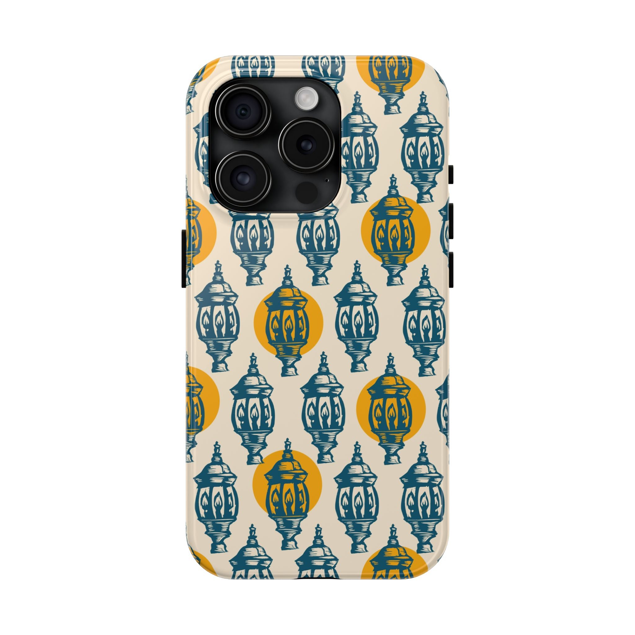 Tough Phone Case — Blue & Mustard Lantern Pattern Slim Protective Cover