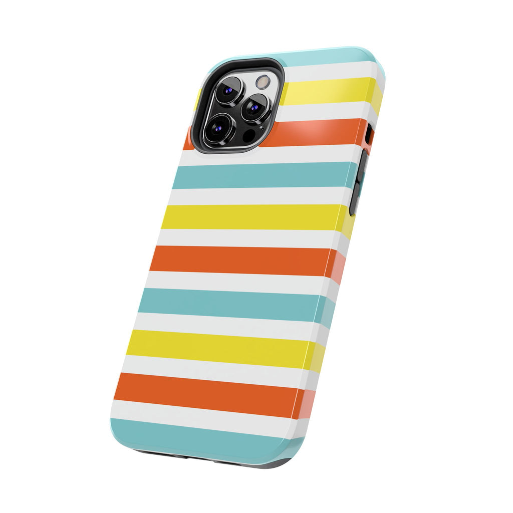 Striped Tough Phone Case — Retro Summer Color Block iPhone Case