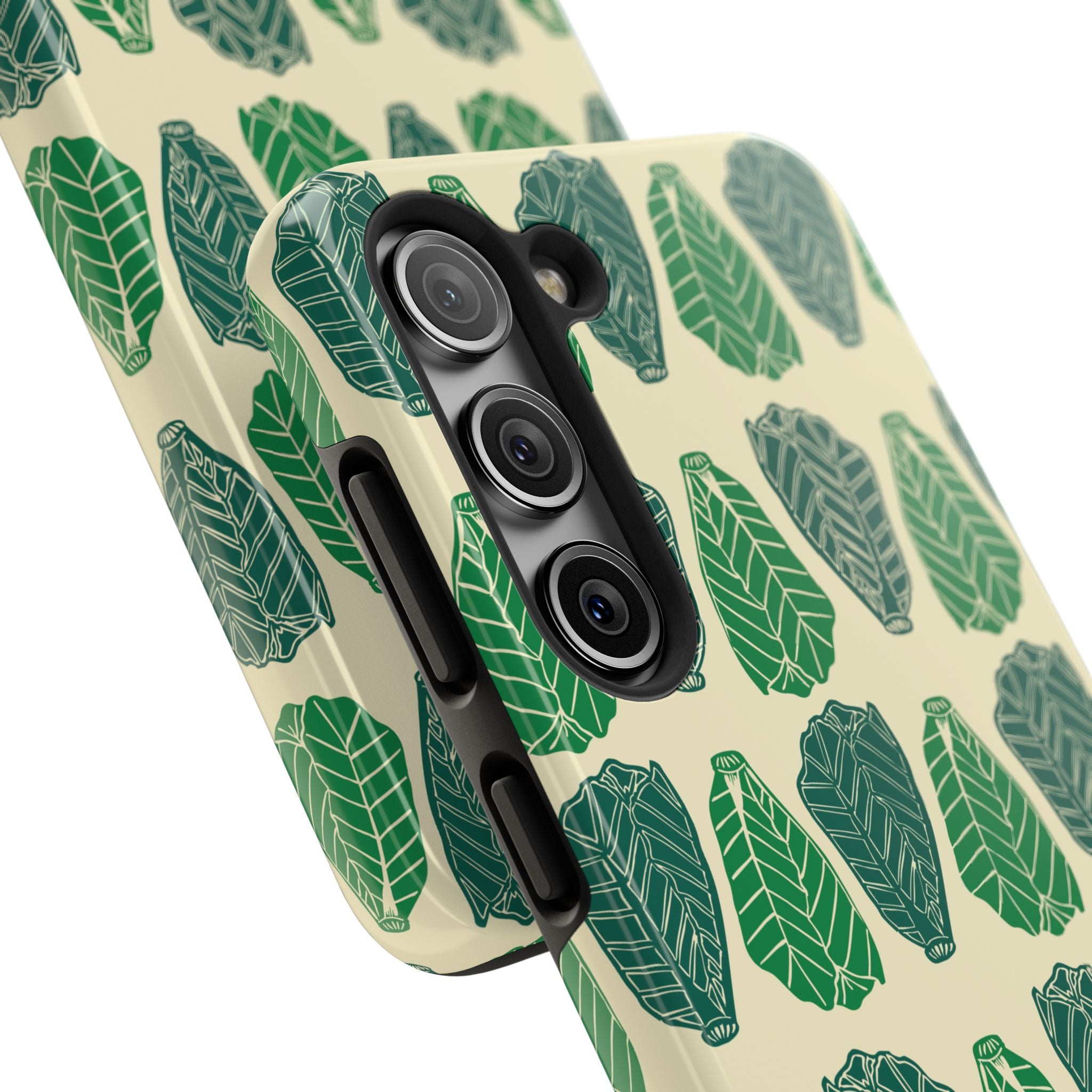 Leaf Pattern Tough Phone Case — Green Botanical Protective Phone Cover