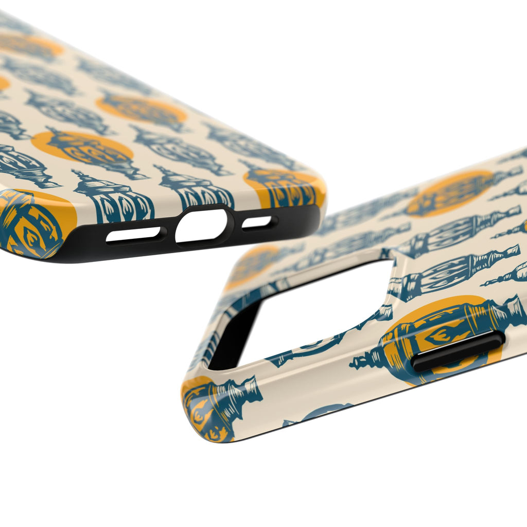 Tough Phone Case — Blue & Mustard Lantern Pattern Slim Protective Cover