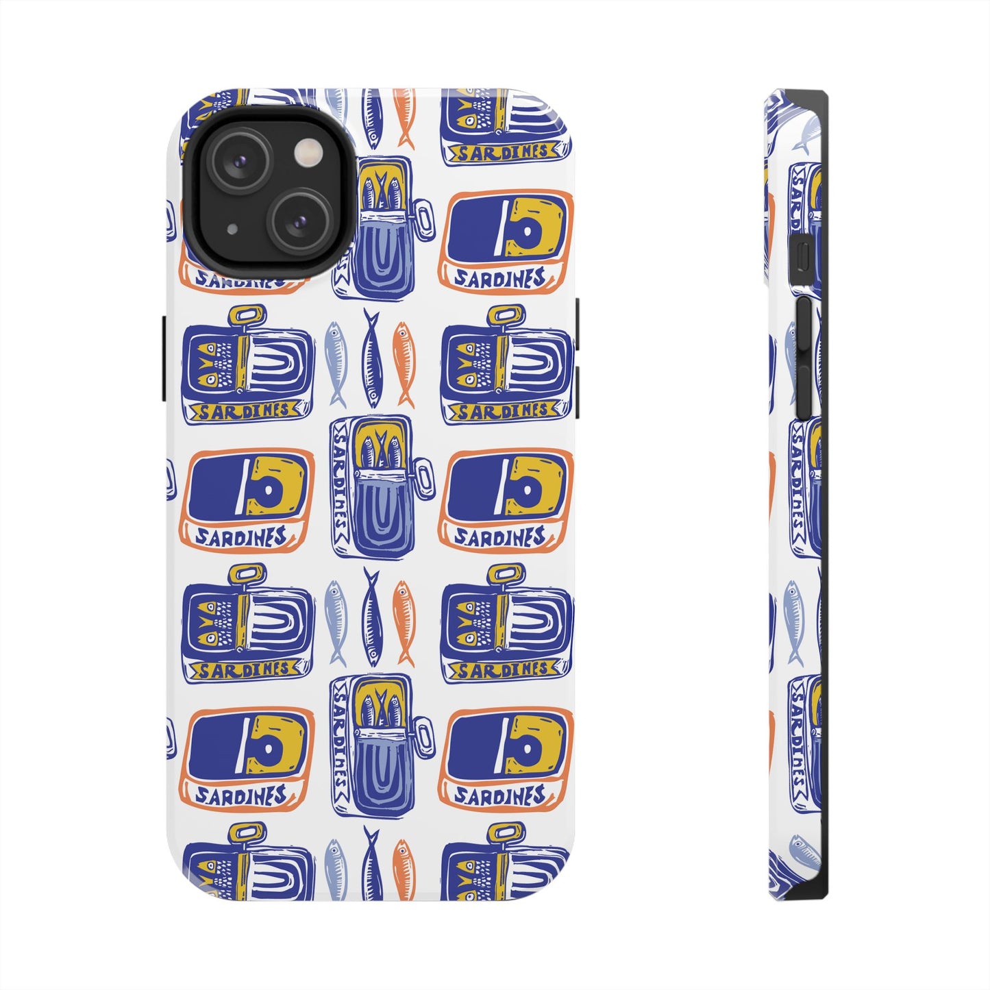 Tinned Fish Orange Blue and Yellow Phone Case - Nautical Fisherman Aesthetic Tough Phone Case for Summer