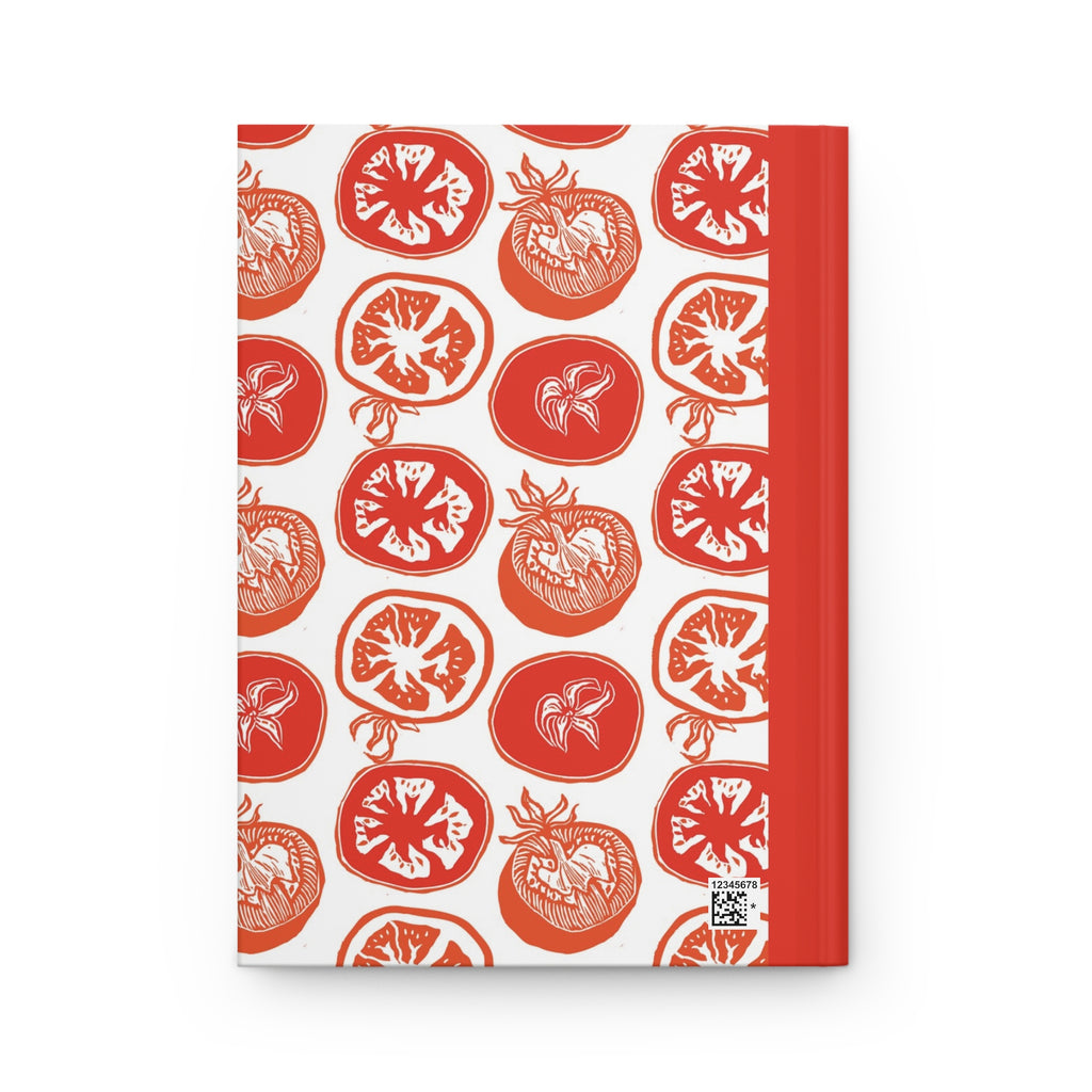 Tomato Pattern Hardcover Journal — Red Botanical Notebook for Recipes, Garden Notes & Daily Journaling