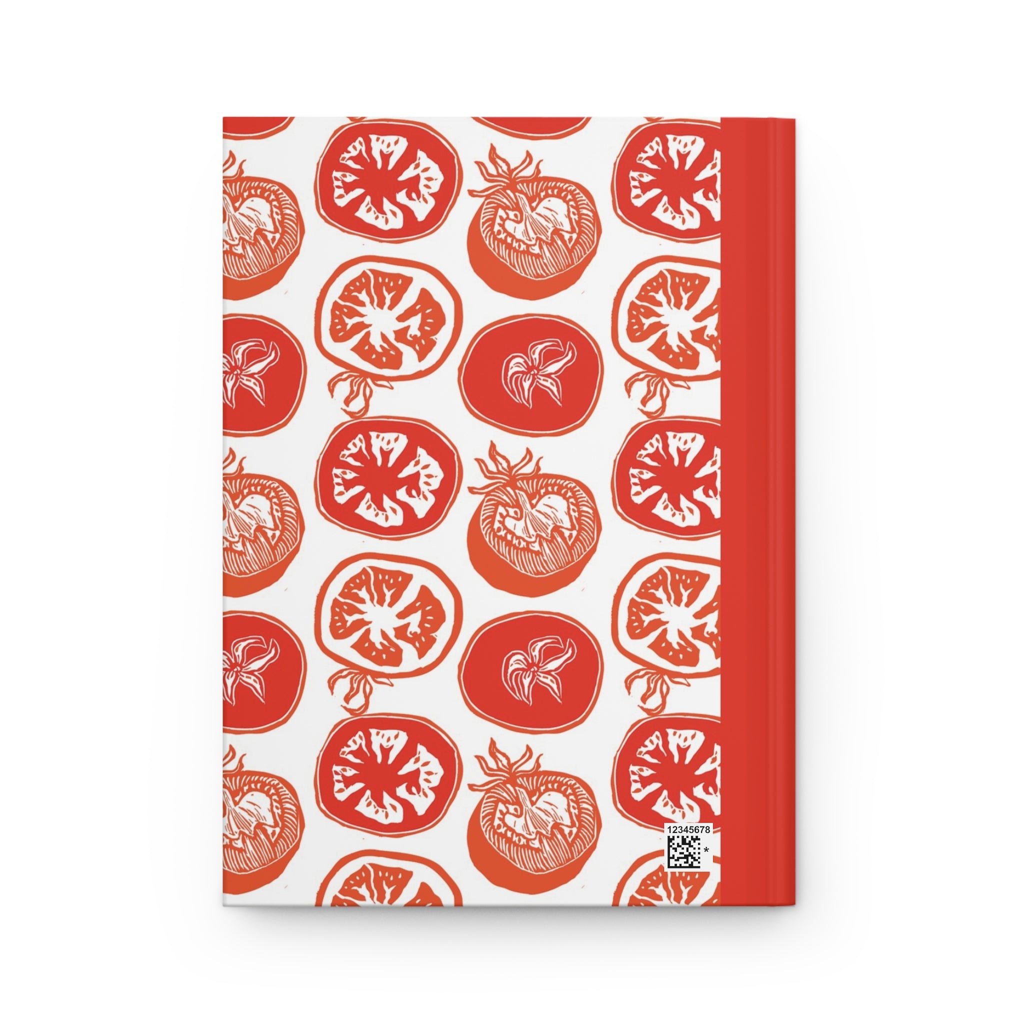Tomato Pattern Hardcover Journal — Red Botanical Notebook for Recipes, Garden Notes & Daily Journaling