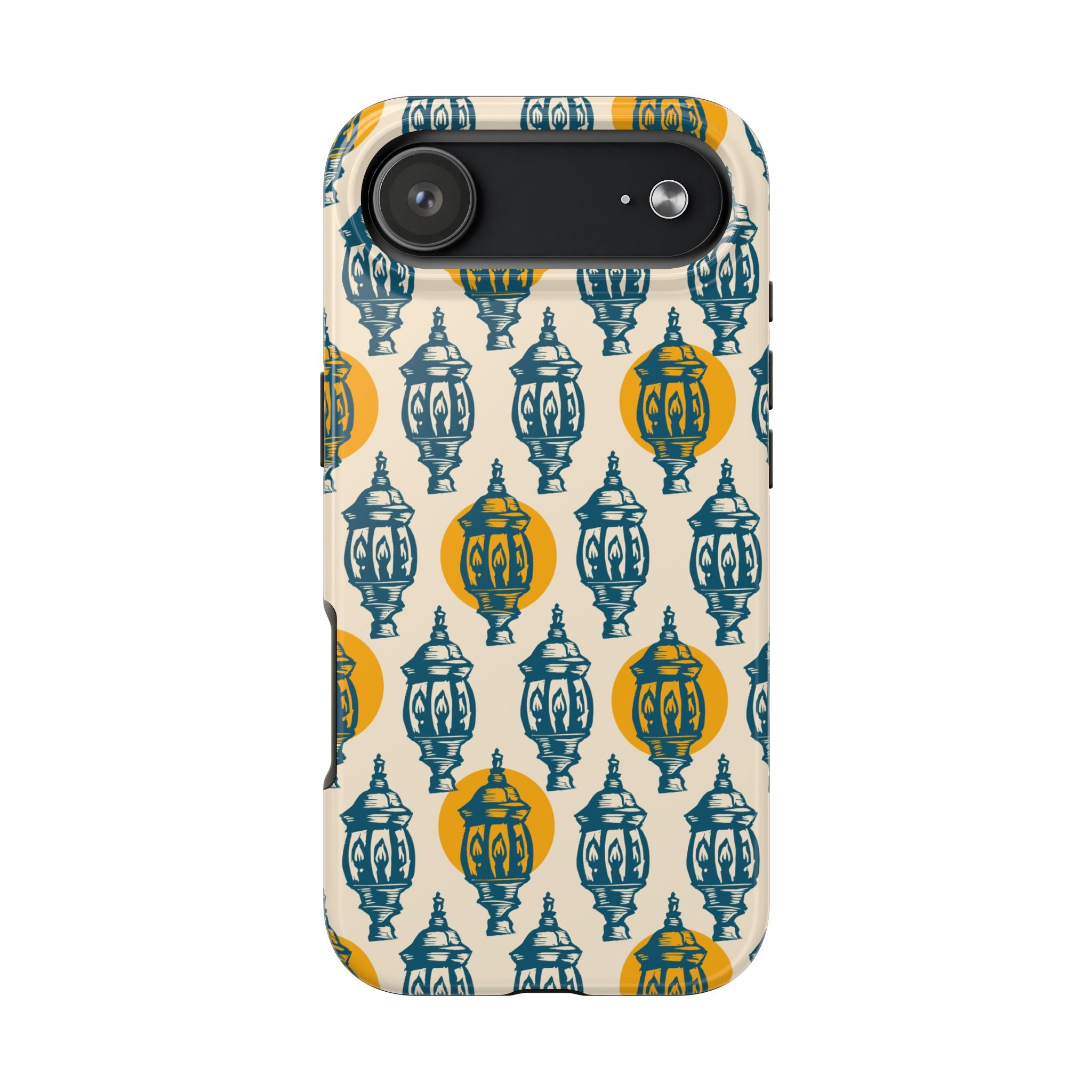 Tough Phone Case — Blue & Mustard Lantern Pattern Slim Protective Cover