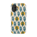 Tough Phone Case — Blue & Mustard Lantern Pattern Slim Protective Cover