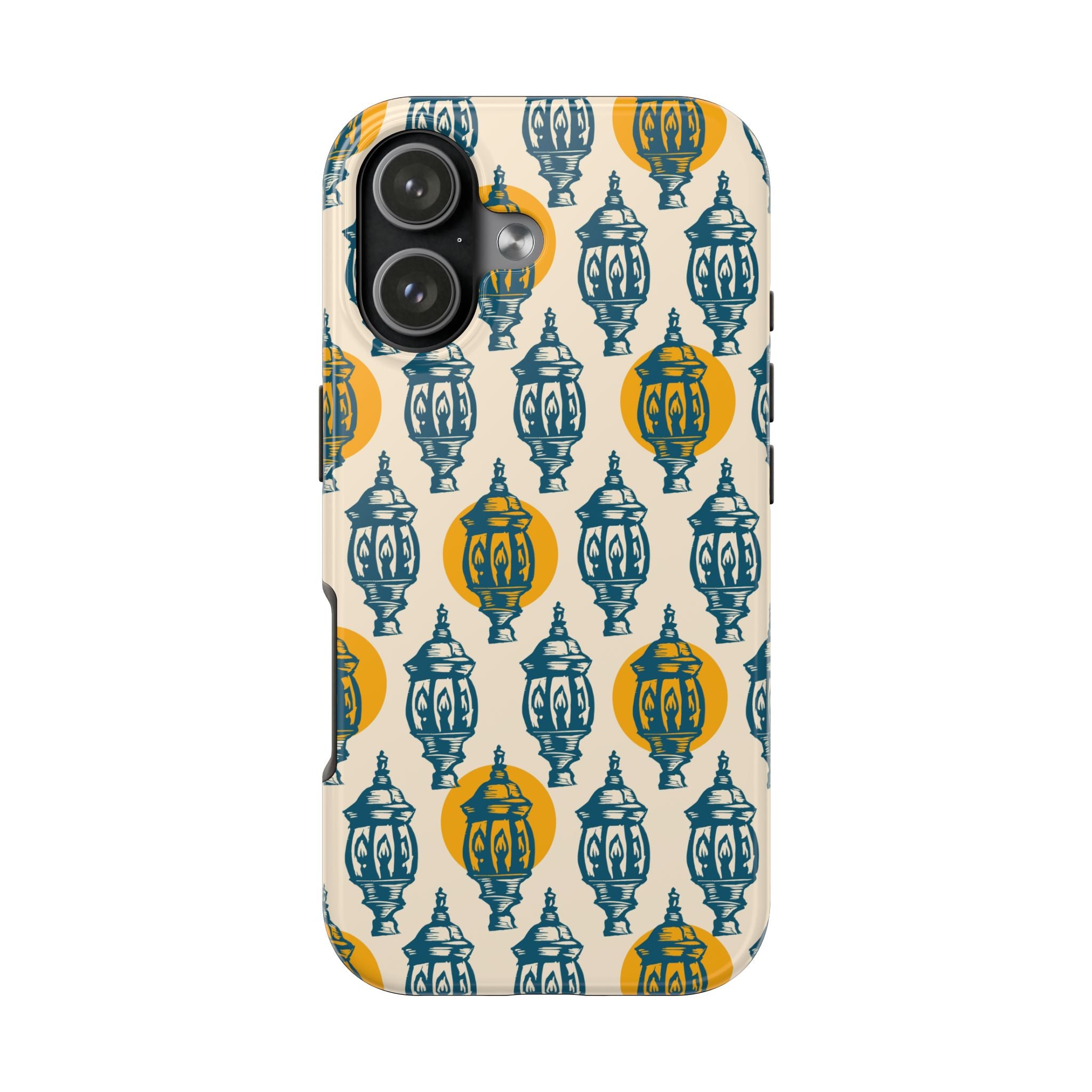 Tough Phone Case — Blue & Mustard Lantern Pattern Slim Protective Cover