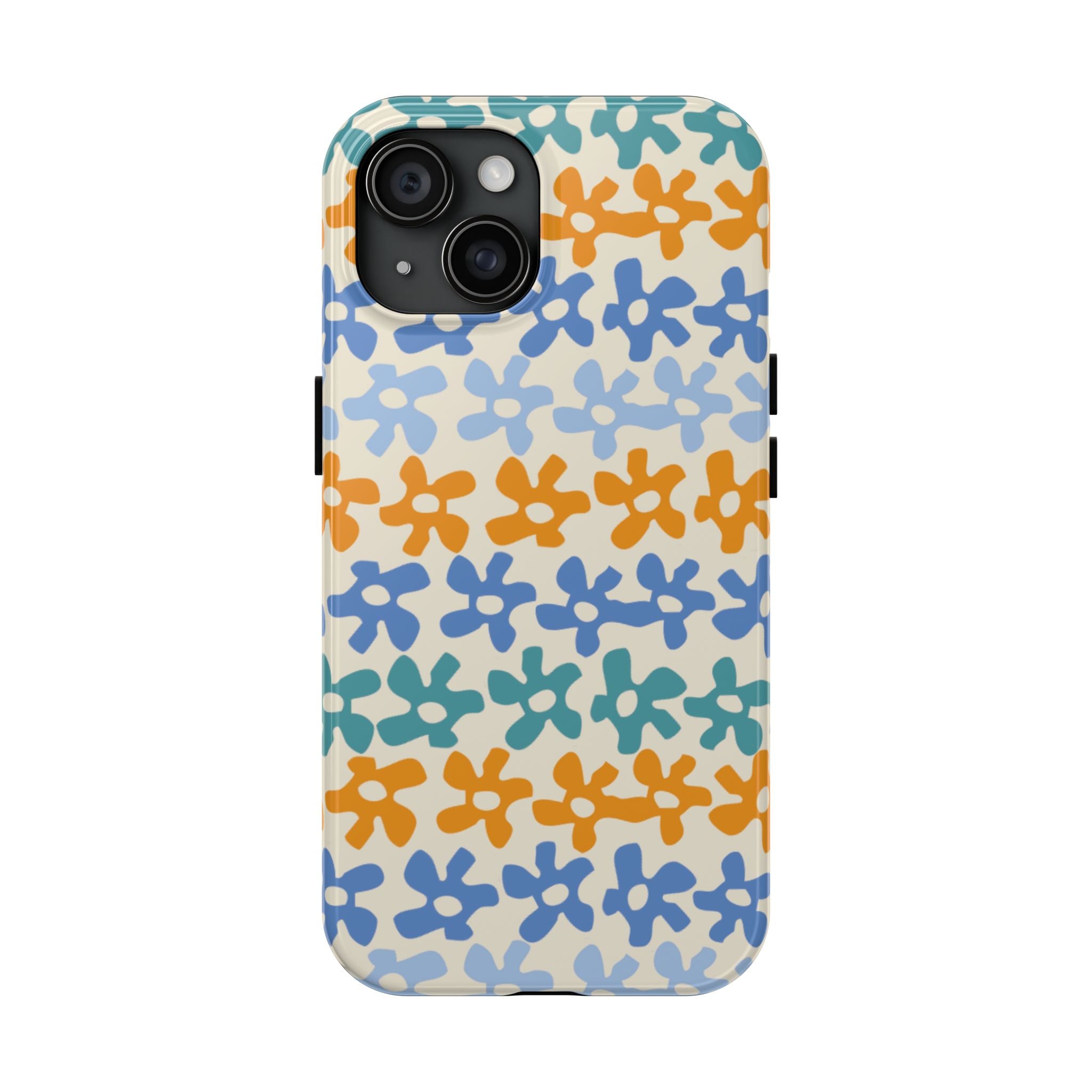 Floral Stripe Tough Phone Case — Colorful Retro Doodle Protection