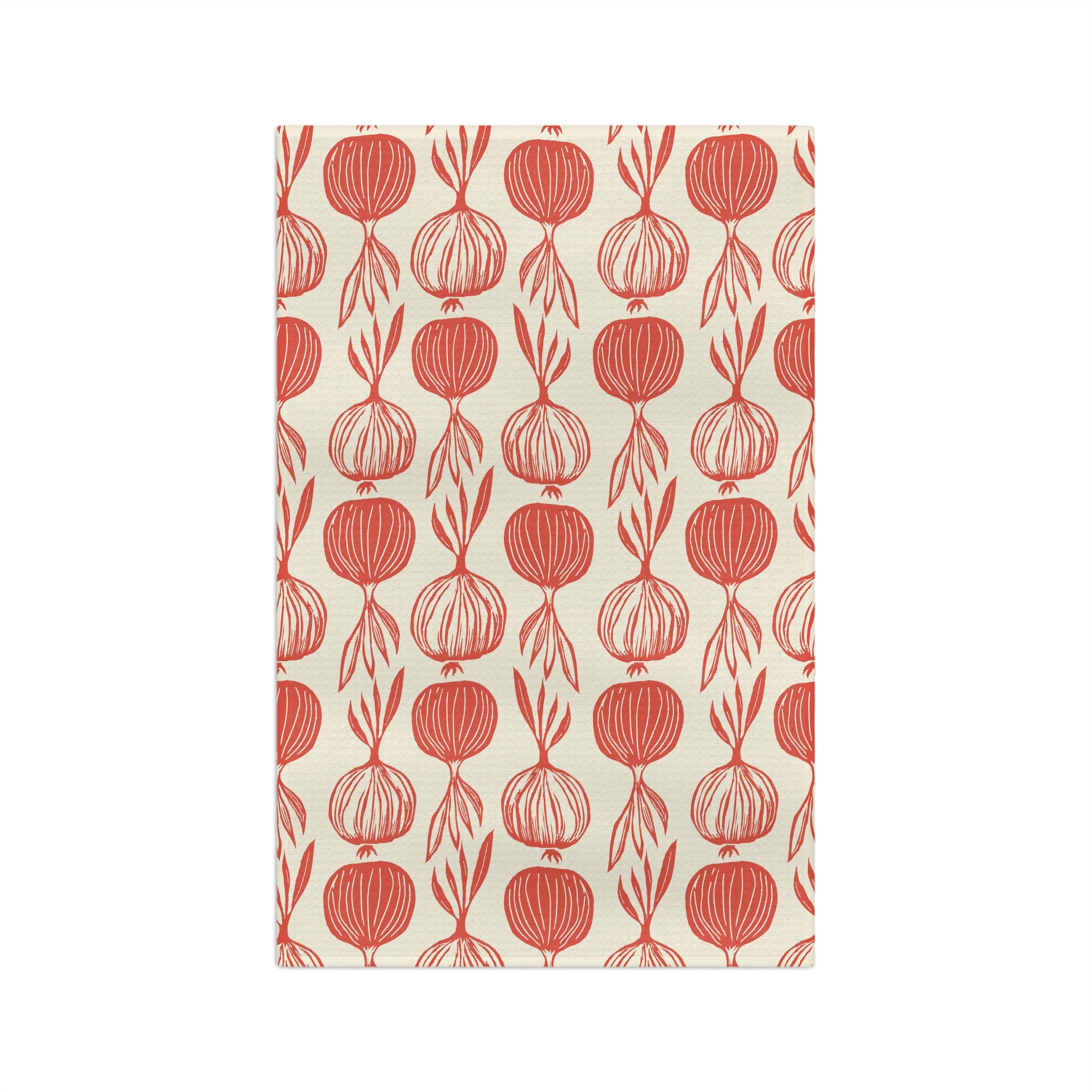 Onion Pattern Microfiber Tea Towel — Rustic Red Kitchen Towel