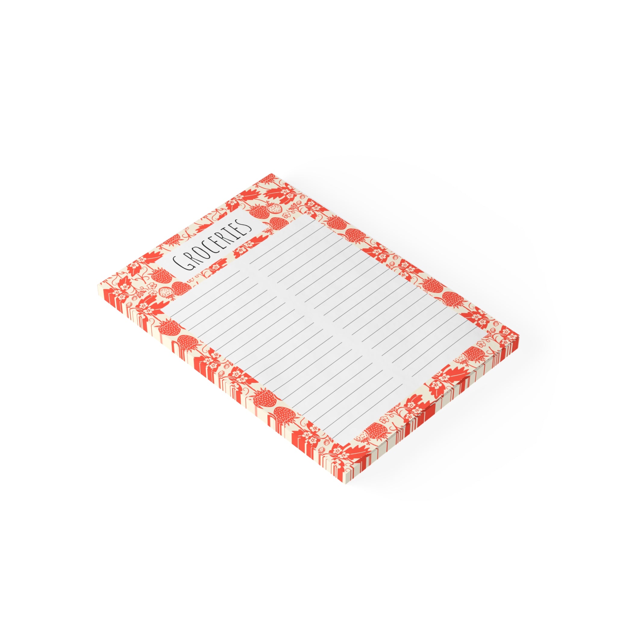 Stawberry Floral Border Post-it Note Pads — Coral Vintage Flower Sticky Notes
