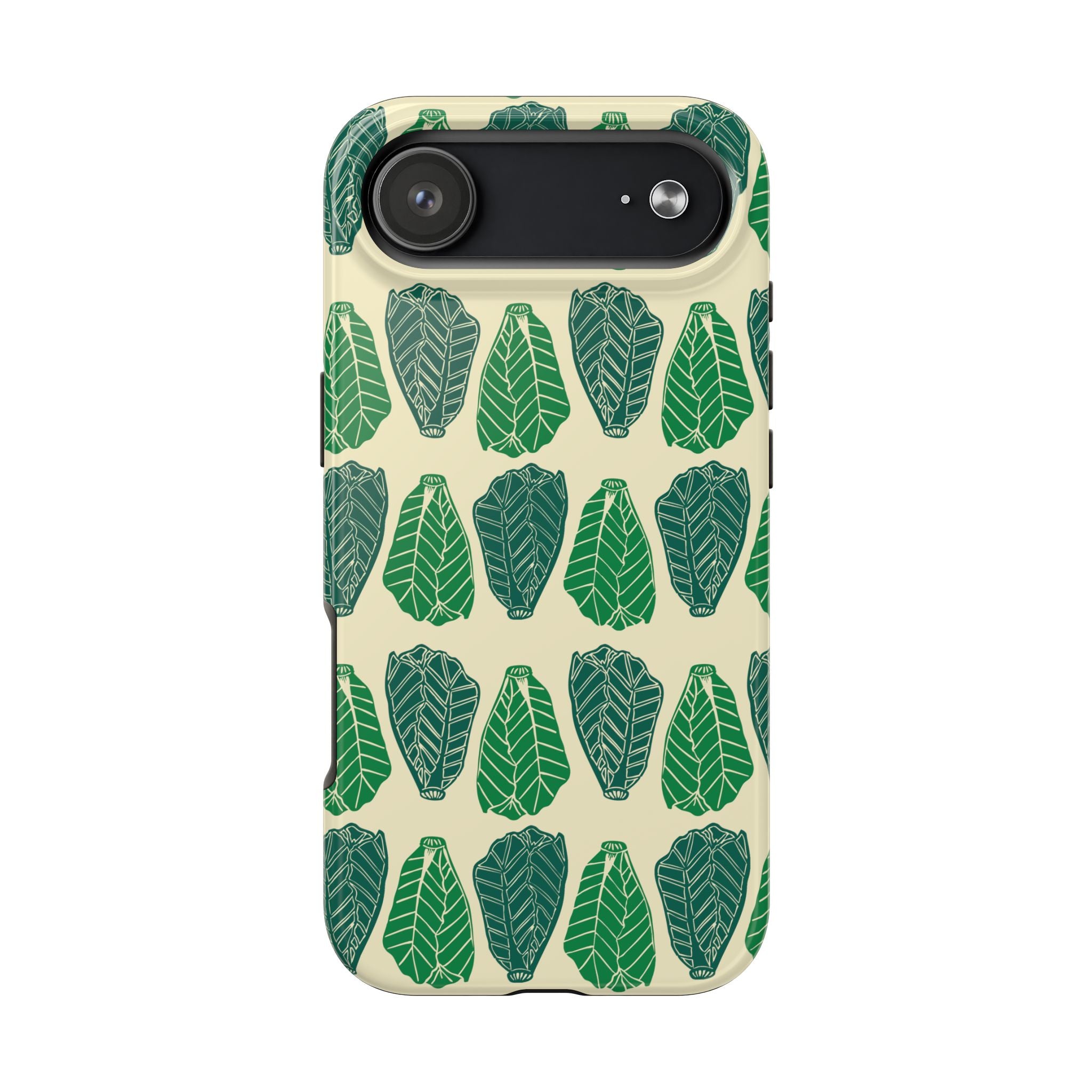 Leaf Pattern Tough Phone Case — Green Botanical Protective Phone Cover