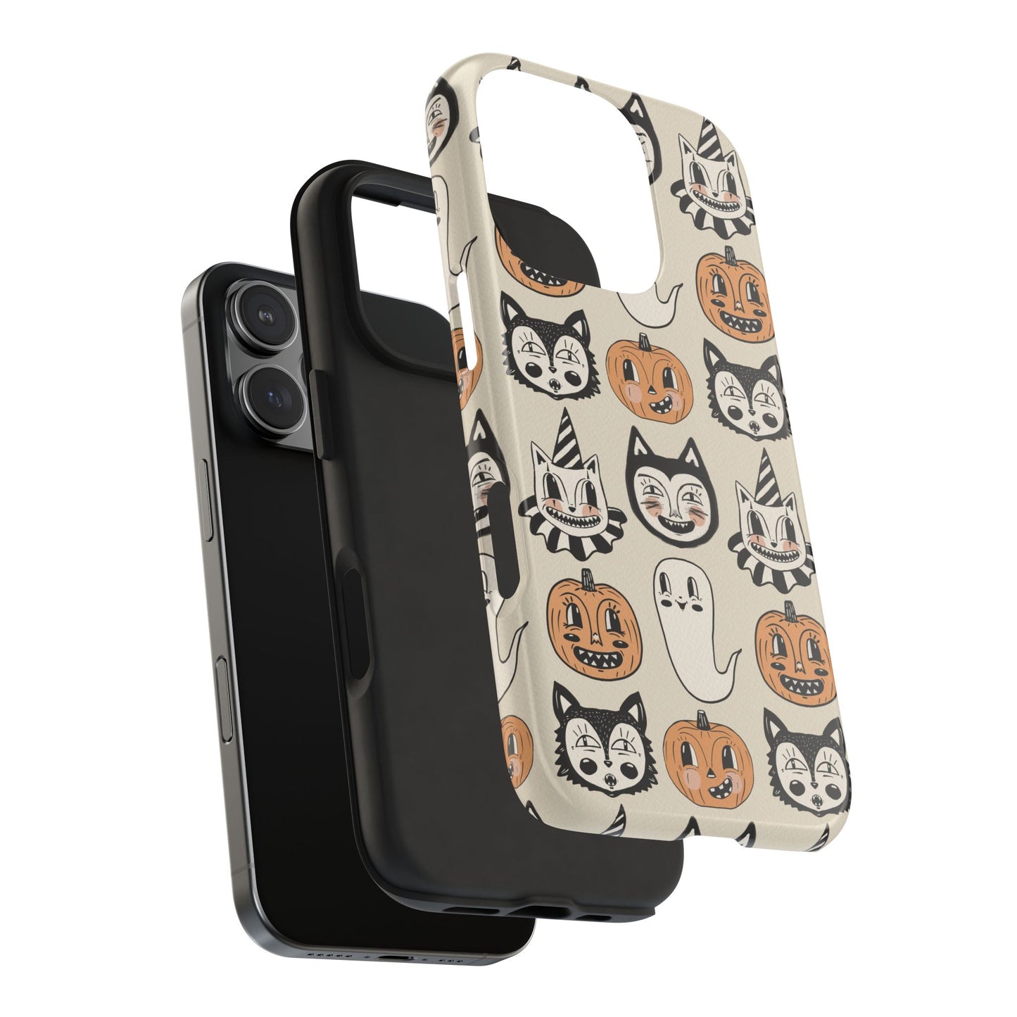 Halloween Cat & Pumpkin Phone Cases, Tough Phone Cover, Spooky Protective Case, Fall Aesthetic, Cute Halloween Gift