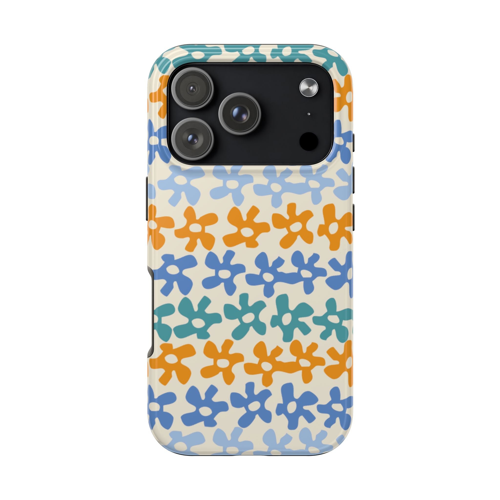 Floral Stripe Tough Phone Case — Colorful Retro Doodle Protection