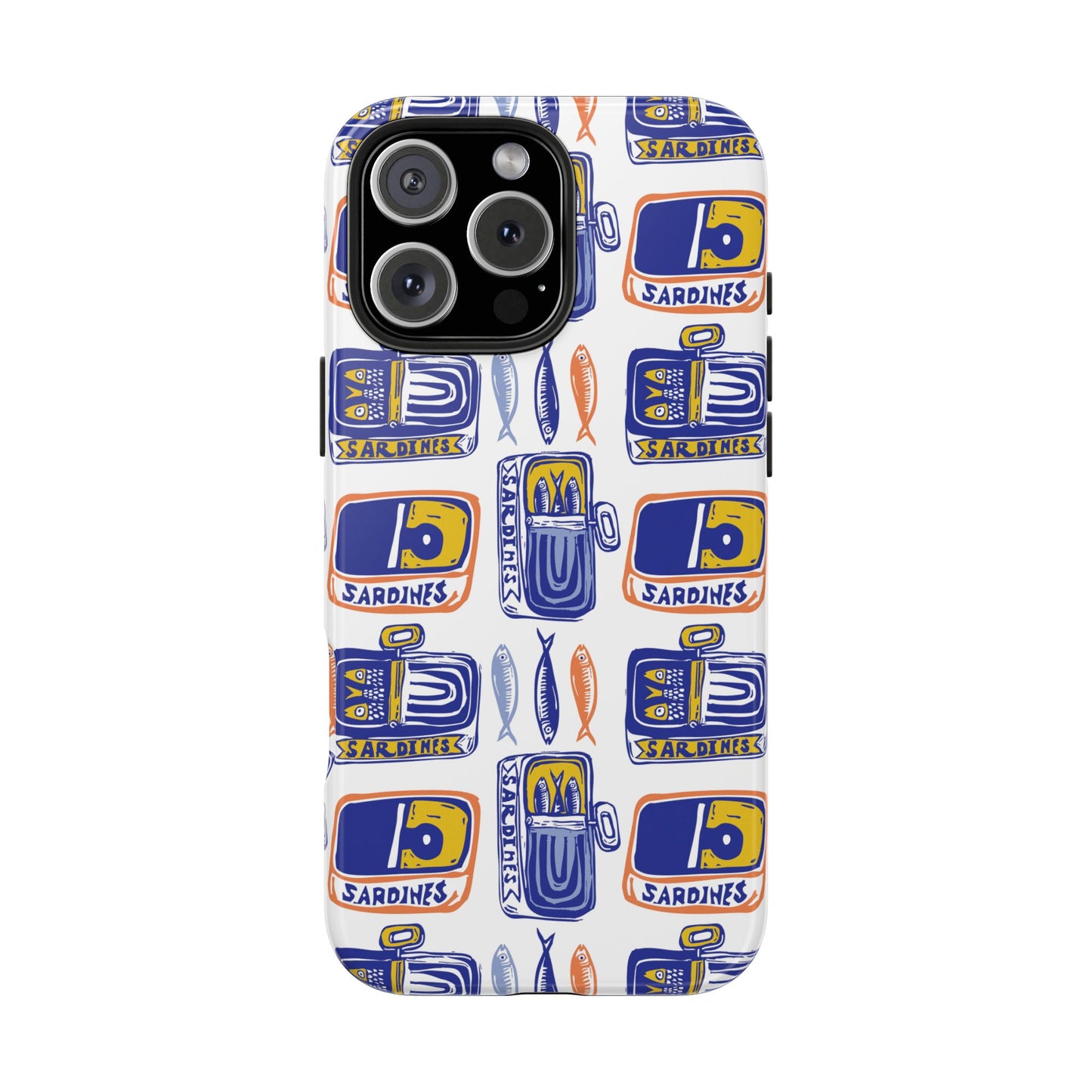 Tinned Fish Orange Blue and Yellow Phone Case - Nautical Fisherman Aesthetic Tough Phone Case for Summer