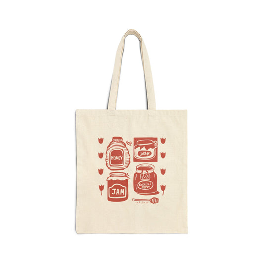 Jam Jelly and Honey Tote Bag - Farmer's Market Tote Bag- Cottagecore bag