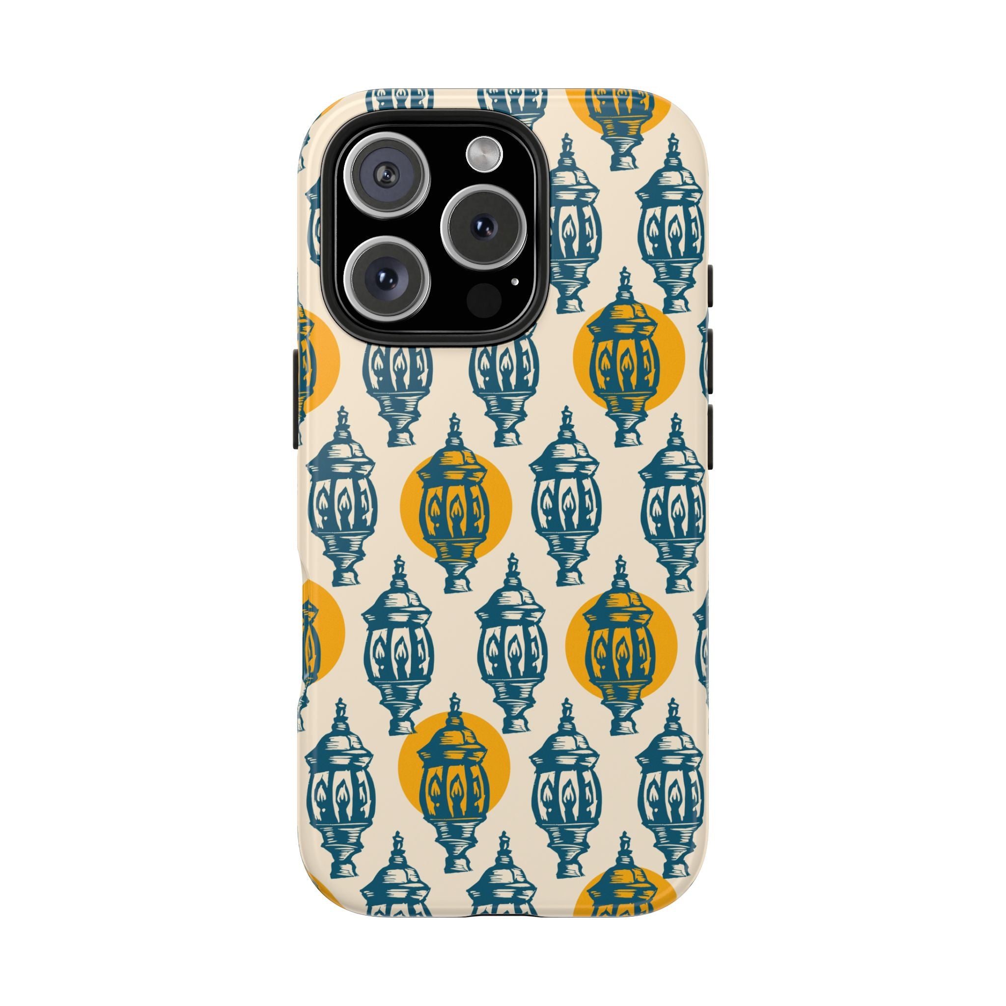 Tough Phone Case — Blue & Mustard Lantern Pattern Slim Protective Cover