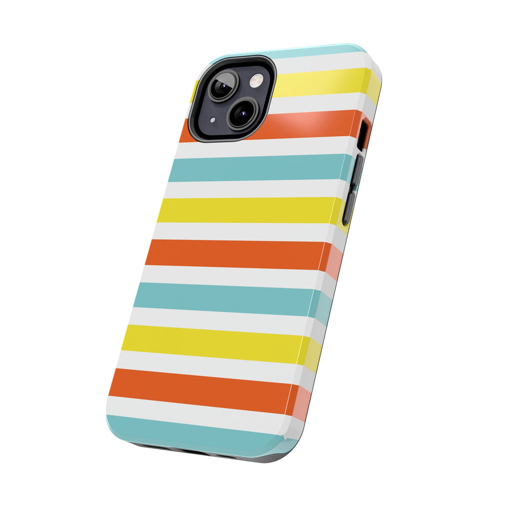 Striped Tough Phone Case — Retro Summer Color Block iPhone Case