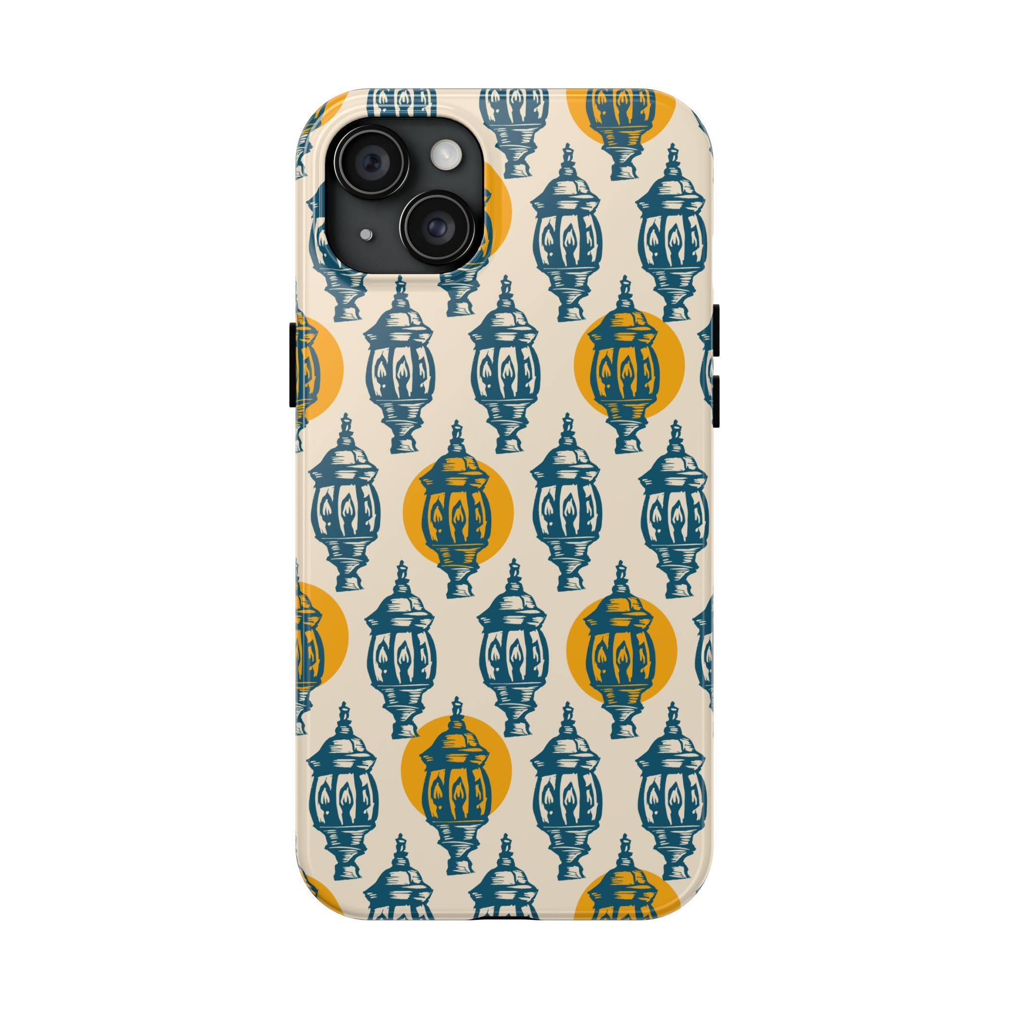 Tough Phone Case — Blue & Mustard Lantern Pattern Slim Protective Cover