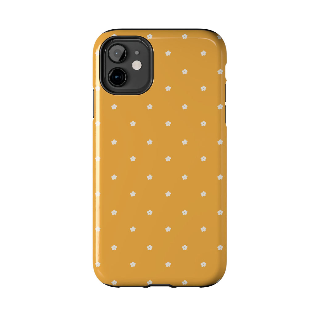 Ditsy Daisy Tough Phone Case — Mustard Floral Protective Cover