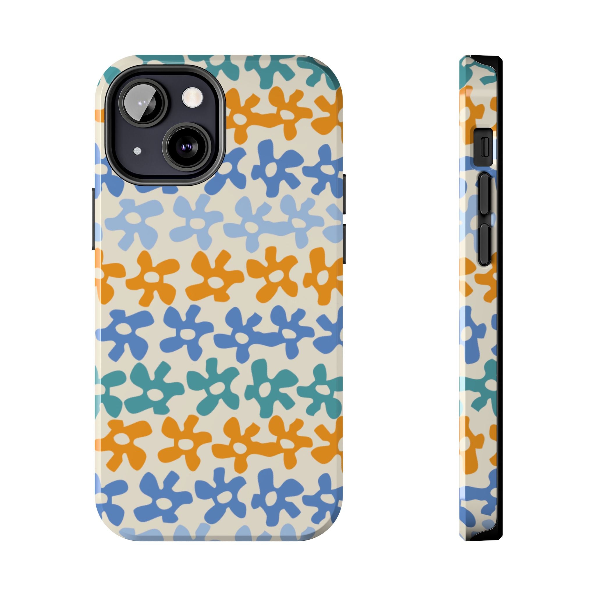 Floral Stripe Tough Phone Case — Colorful Retro Doodle Protection